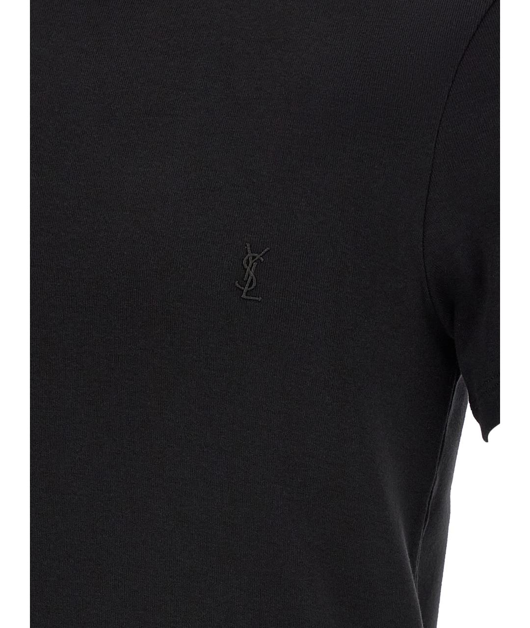 SAINT LAURENT Черная хлопковая футболка, фото 4