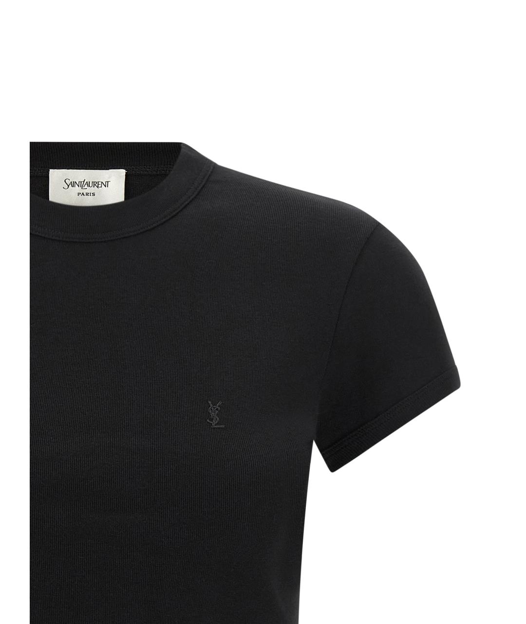 SAINT LAURENT Черная хлопковая футболка, фото 3