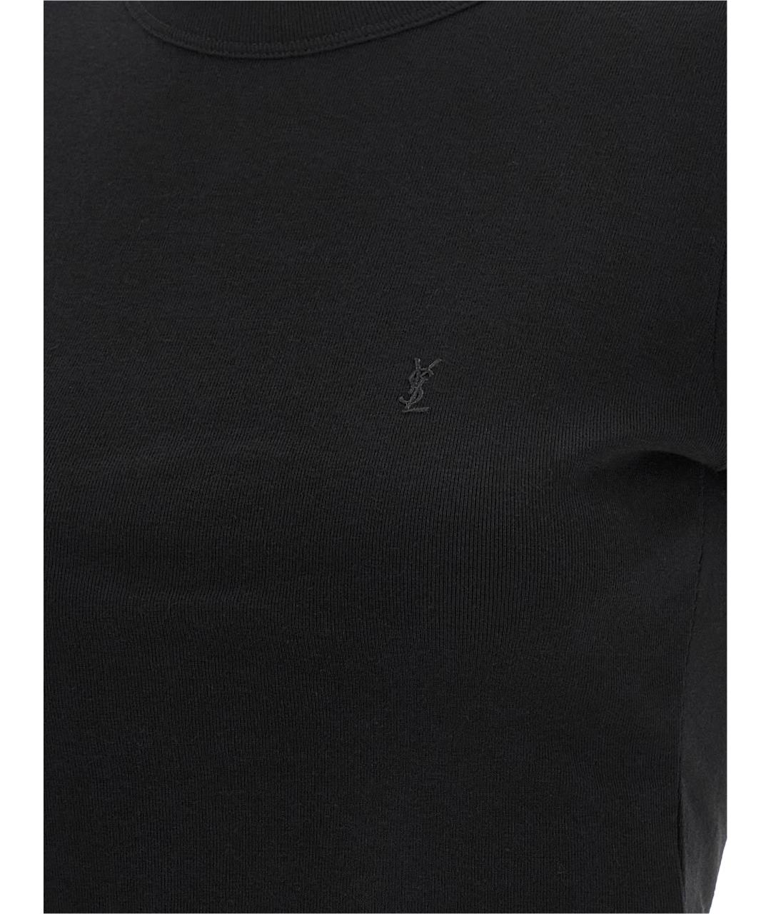 SAINT LAURENT Черная хлопковая футболка, фото 4