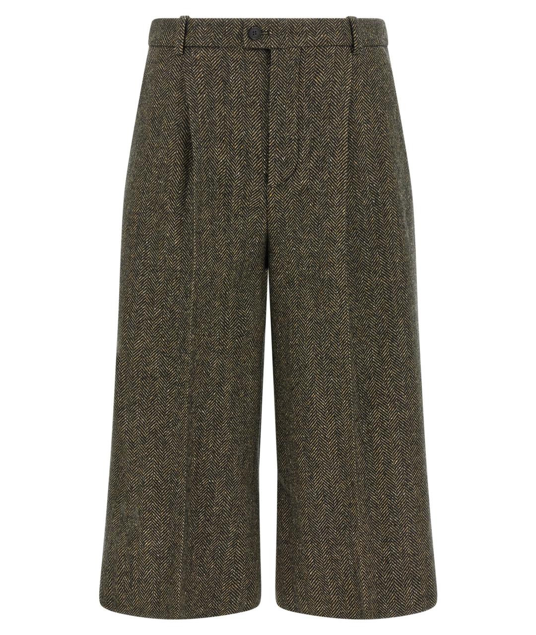 SAINT LAURENT Коричневые шерстяные прямые брюки, фото 1