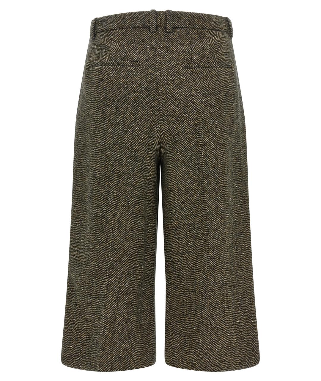 SAINT LAURENT Коричневые шерстяные прямые брюки, фото 2