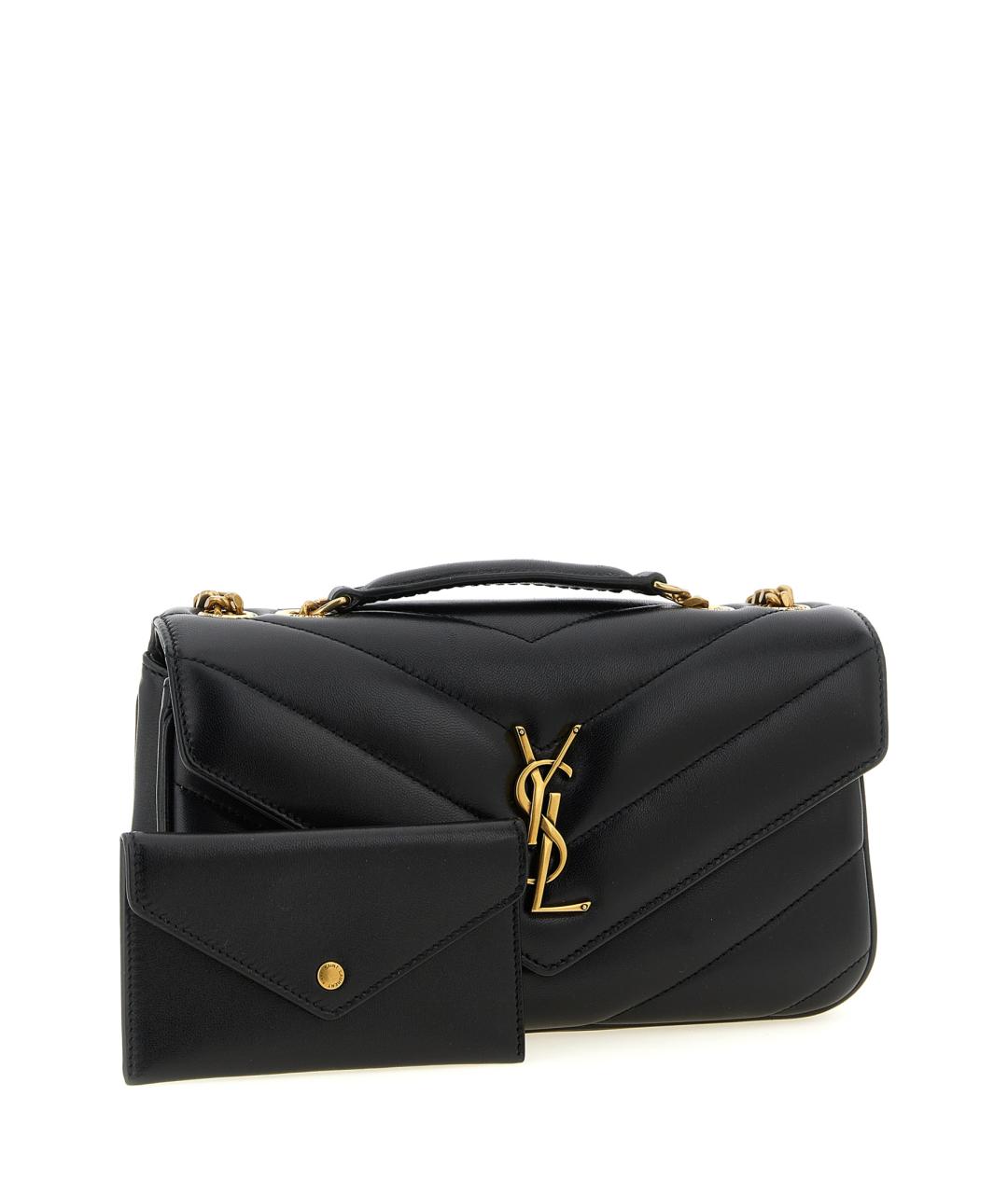 SAINT LAURENT Черная кожаная сумка через плечо, фото 3