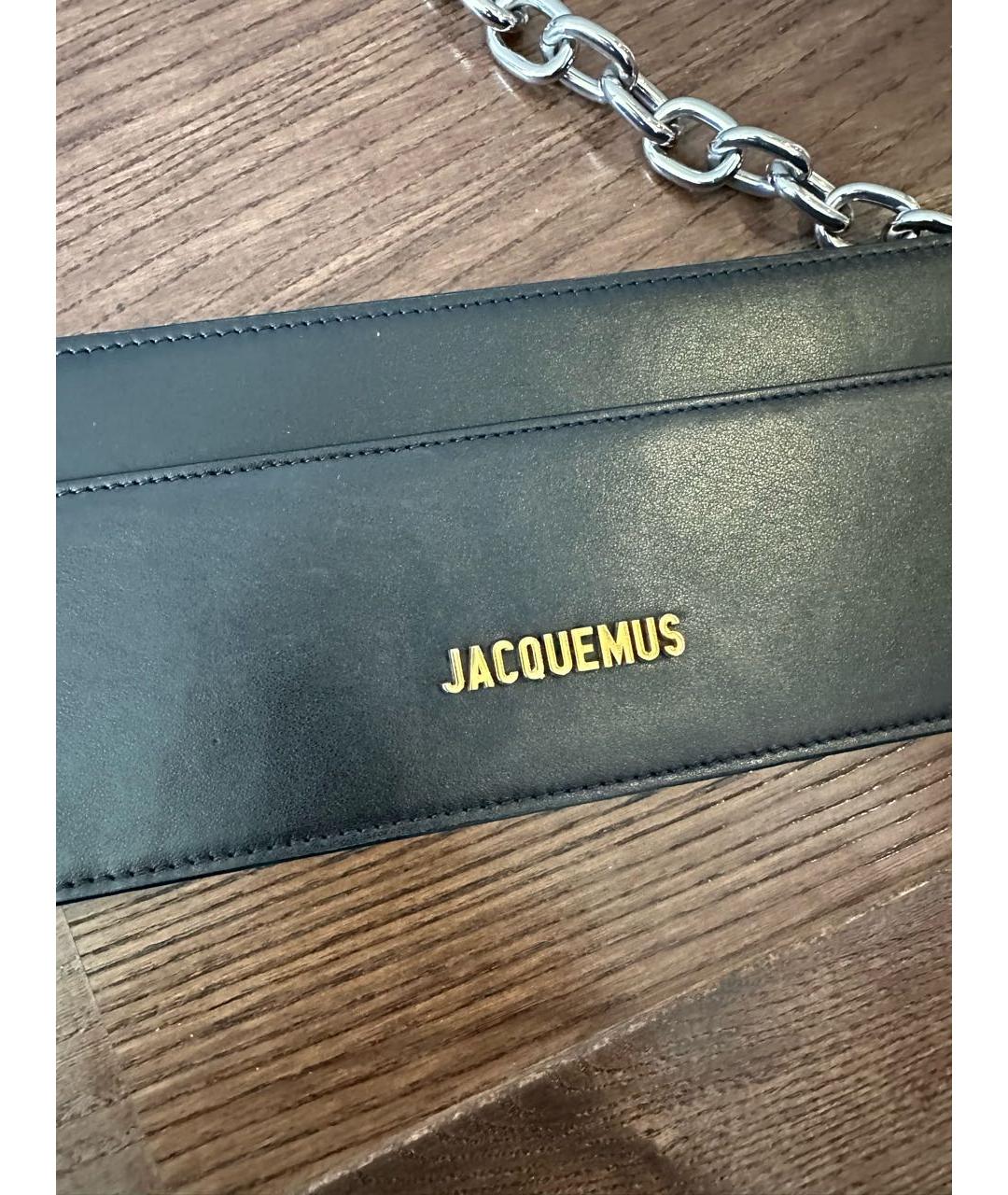 JACQUEMUS Черная кожаная сумка через плечо, фото 4