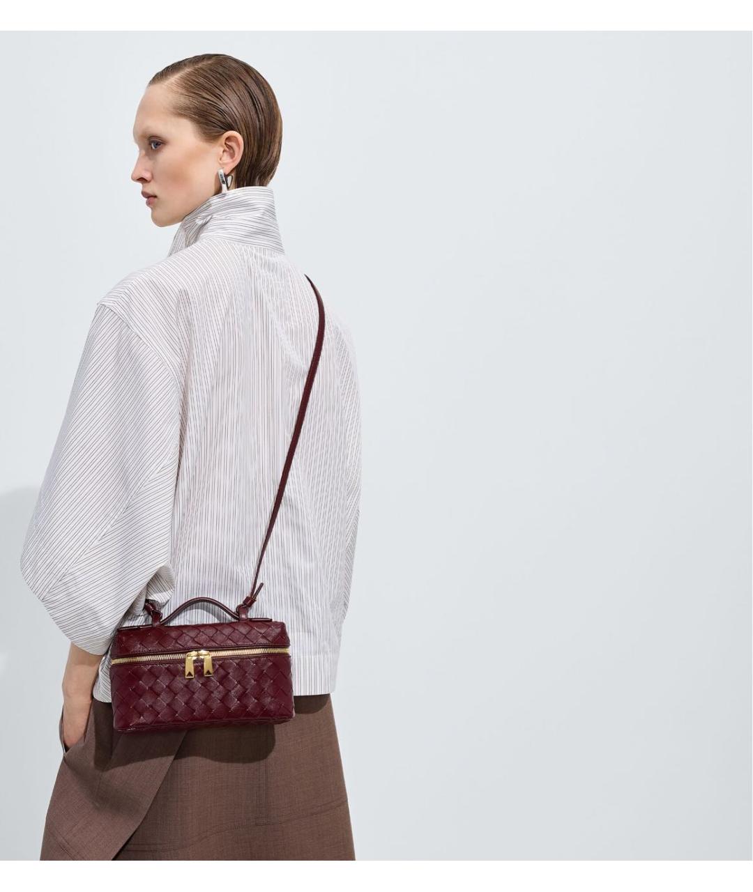 BOTTEGA VENETA Бордовая кожаная сумка через плечо, фото 8