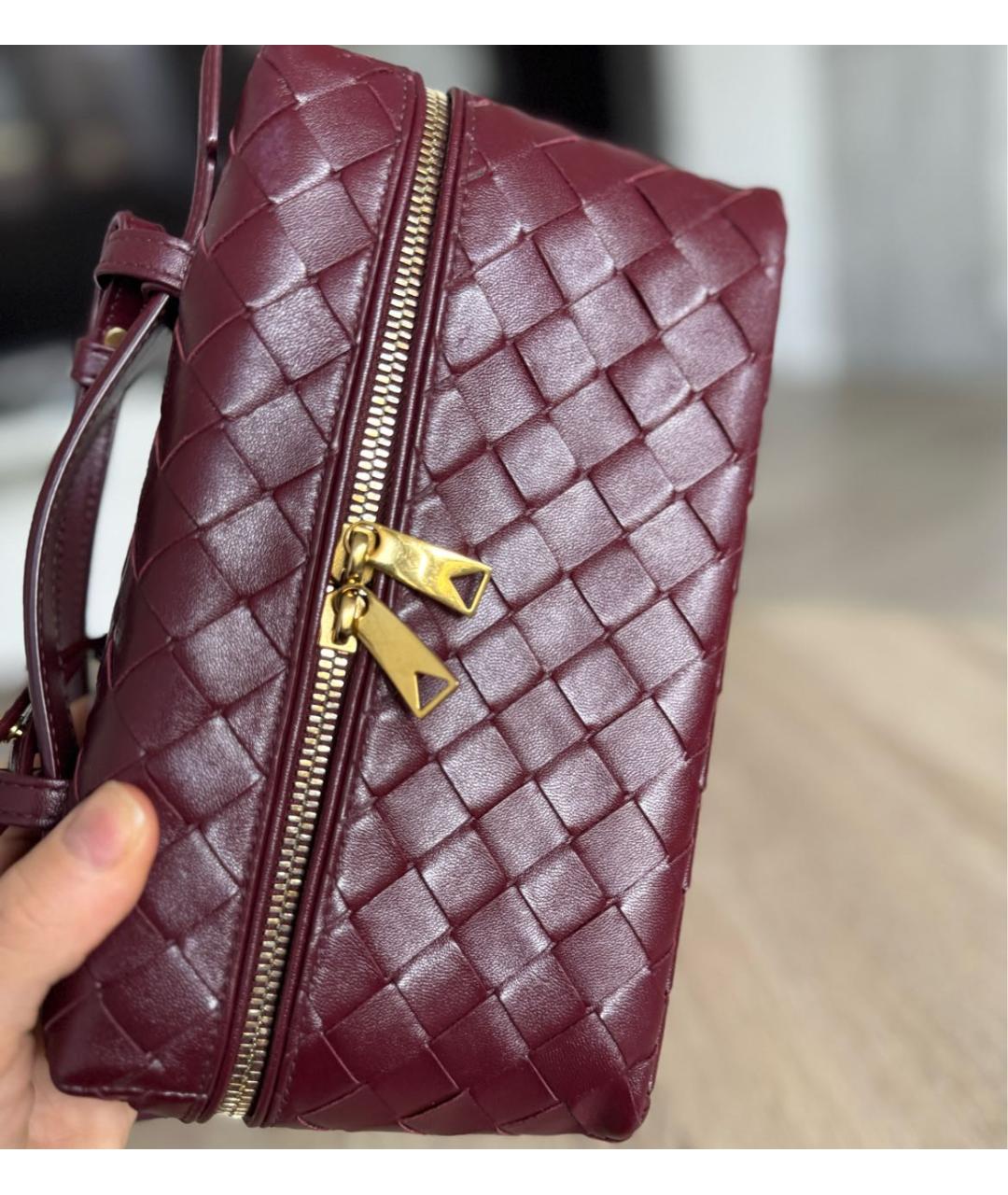 BOTTEGA VENETA Бордовая кожаная сумка через плечо, фото 6