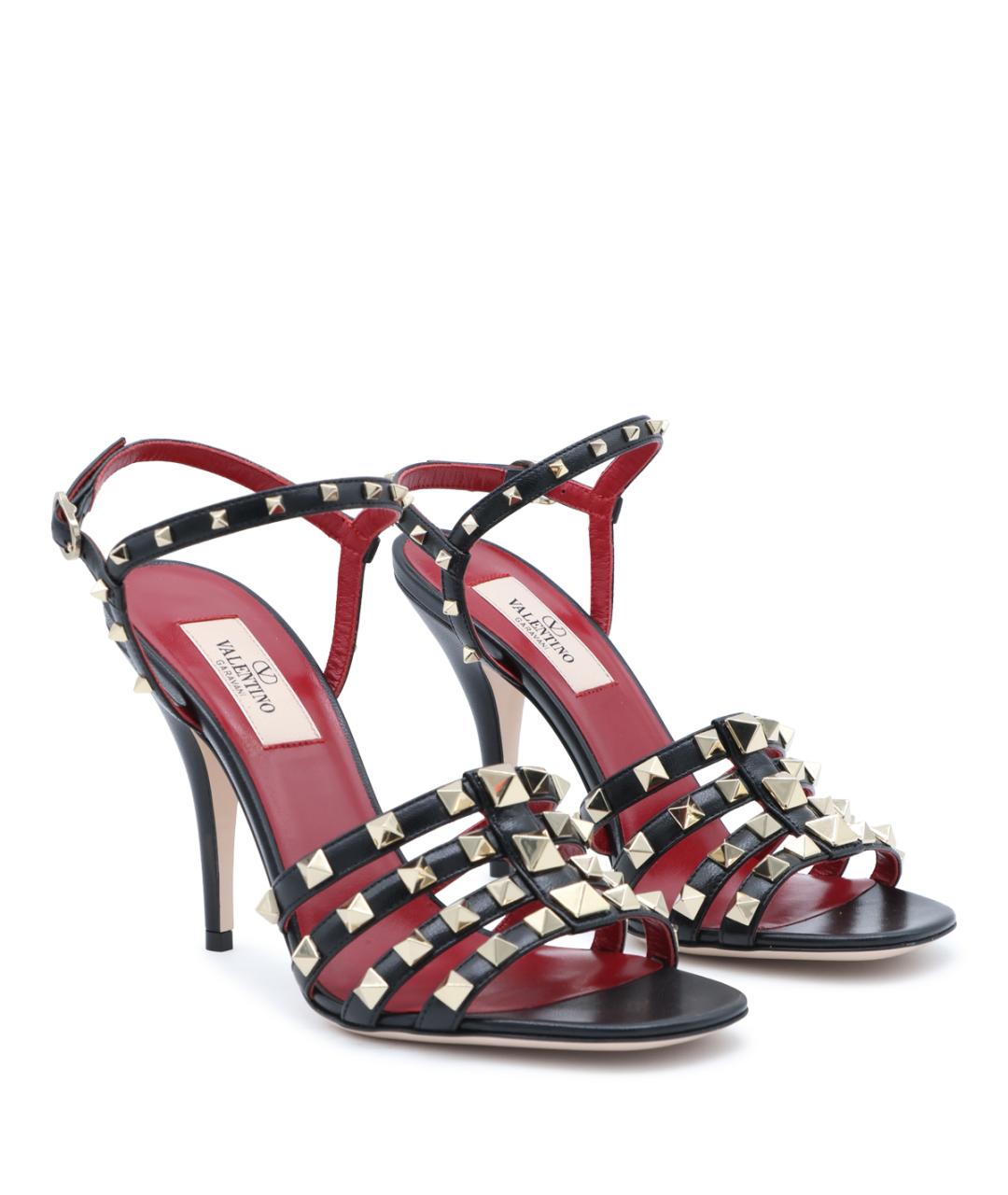 VALENTINO Черные кожаные босоножки, фото 3