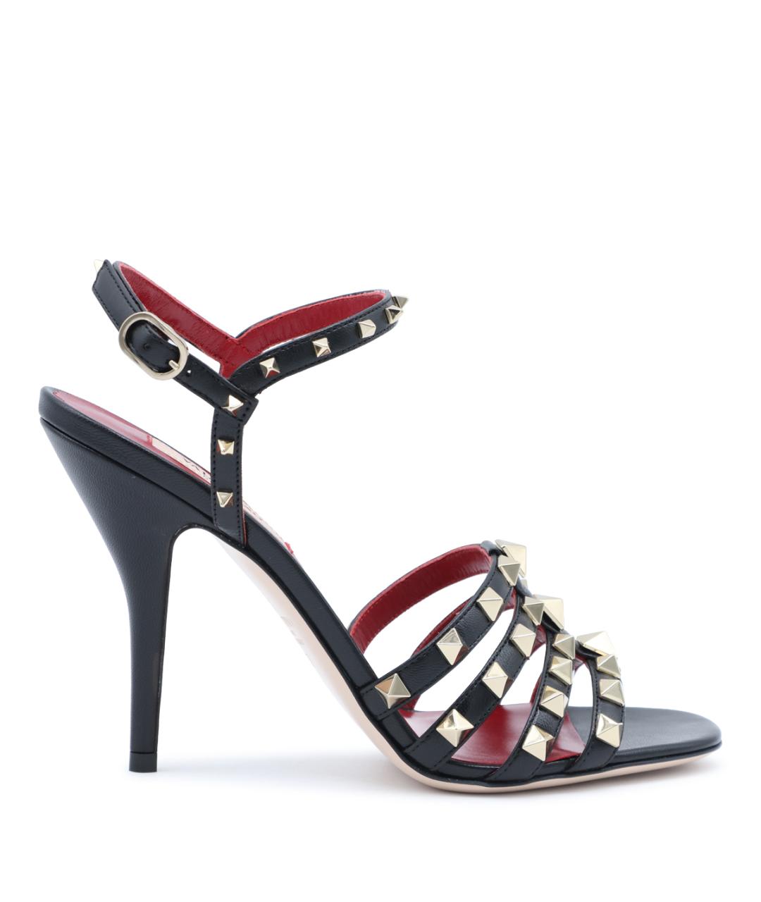 VALENTINO Черные кожаные босоножки, фото 1