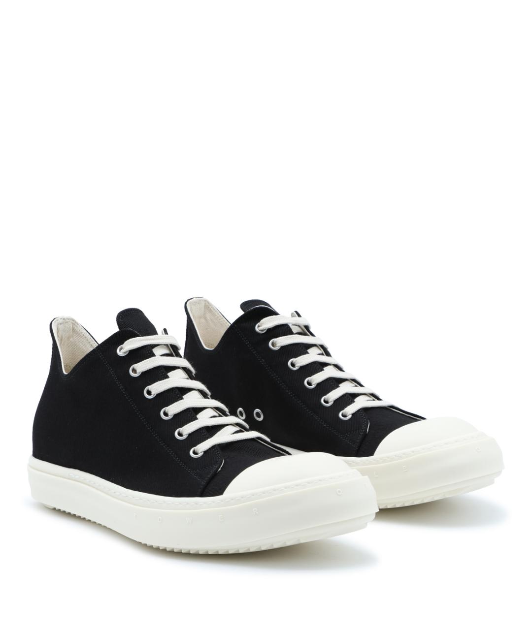 RICK OWENS DRKSHDW Черные текстильные низкие кроссовки / кеды, фото 2