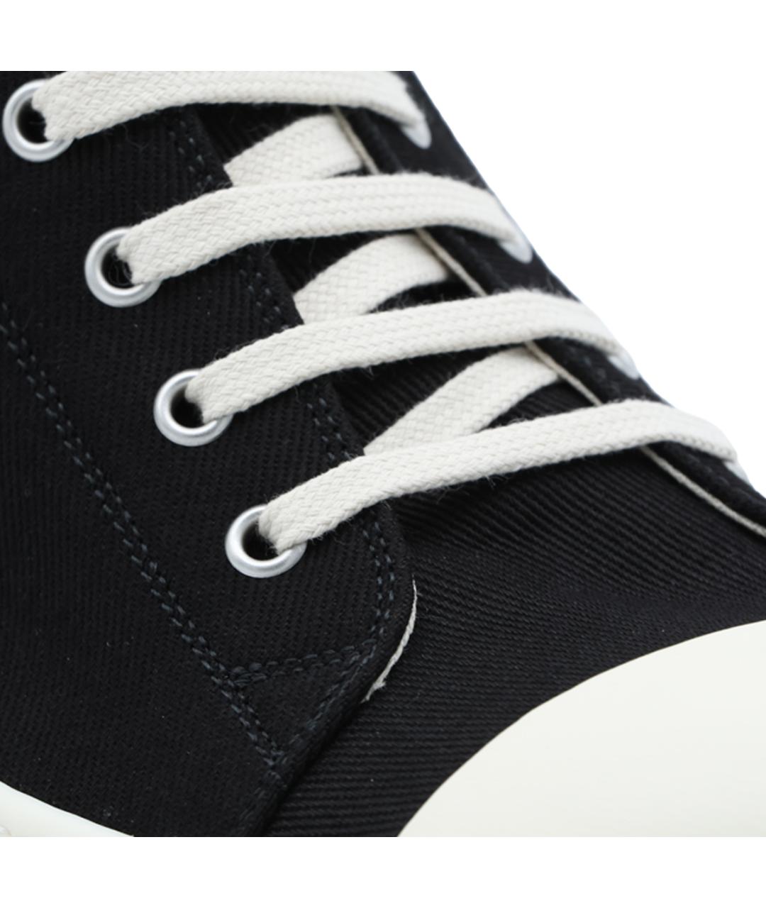 RICK OWENS DRKSHDW Черные текстильные низкие кроссовки / кеды, фото 4