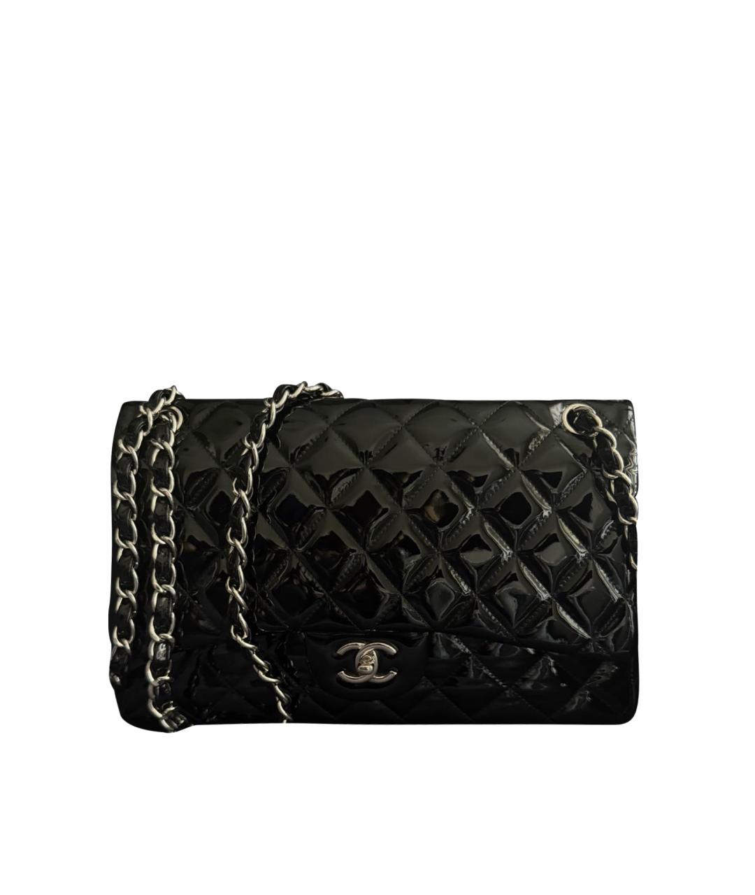 CHANEL Черная сумка через плечо из лакированной кожи, фото 1
