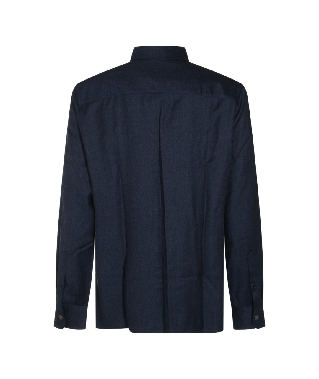BRUNELLO CUCINELLI Темно-синяя шерстяная кэжуал рубашка, фото 4