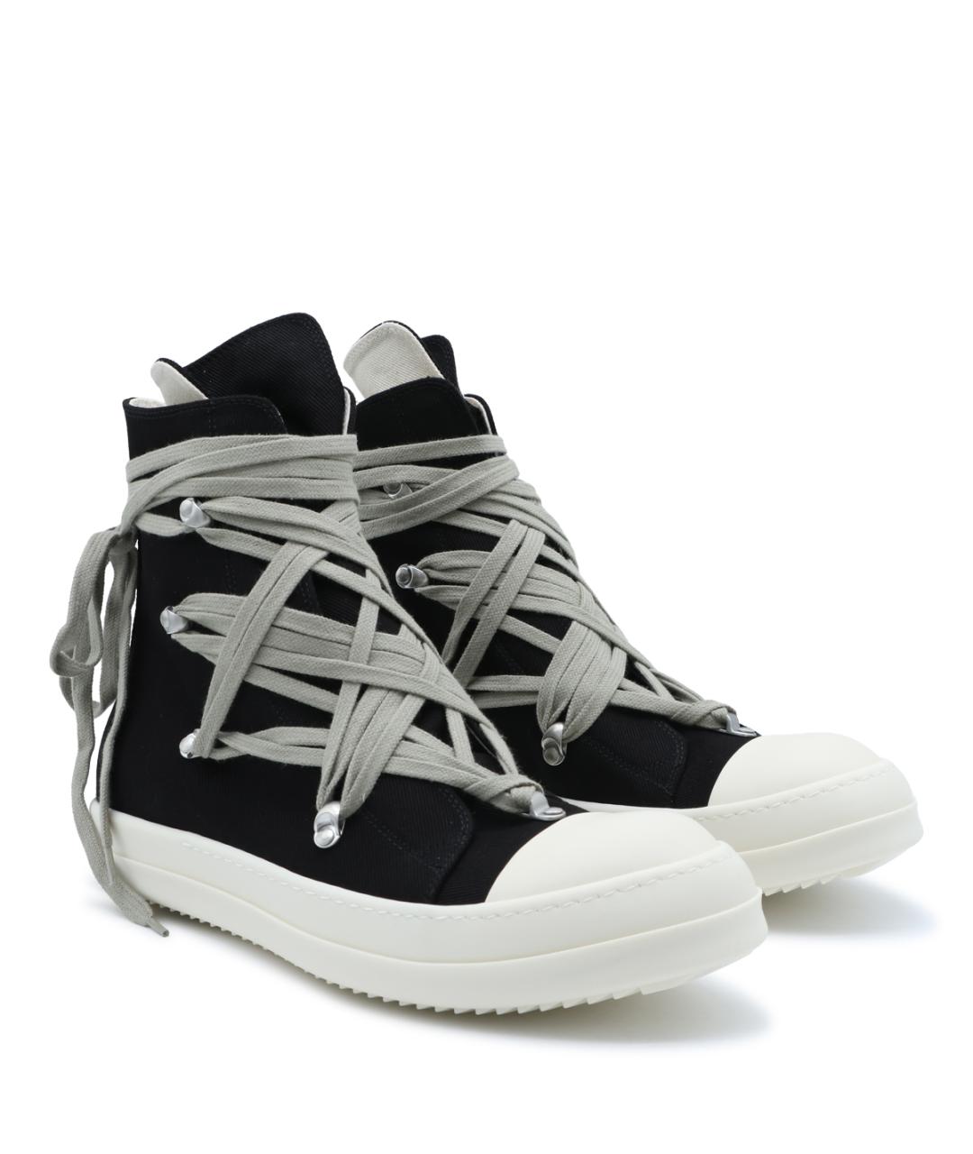 RICK OWENS DRKSHDW Черные текстильные высокие кроссовки / кеды, фото 2