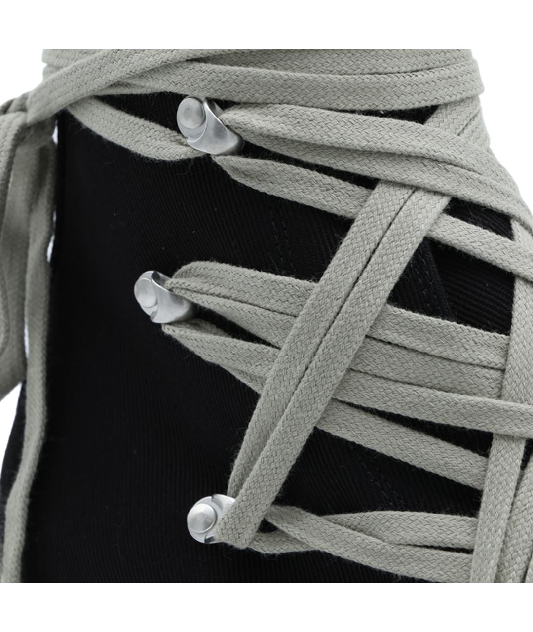 RICK OWENS DRKSHDW Черные текстильные высокие кроссовки / кеды, фото 4
