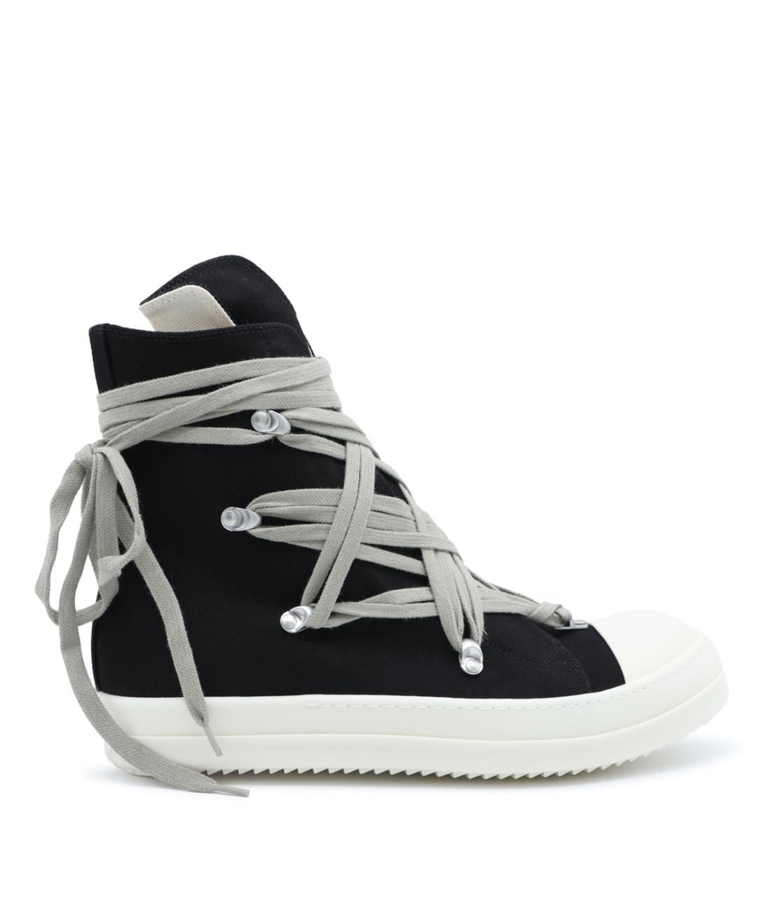 RICK OWENS DRKSHDW Черные текстильные высокие кроссовки / кеды, фото 1