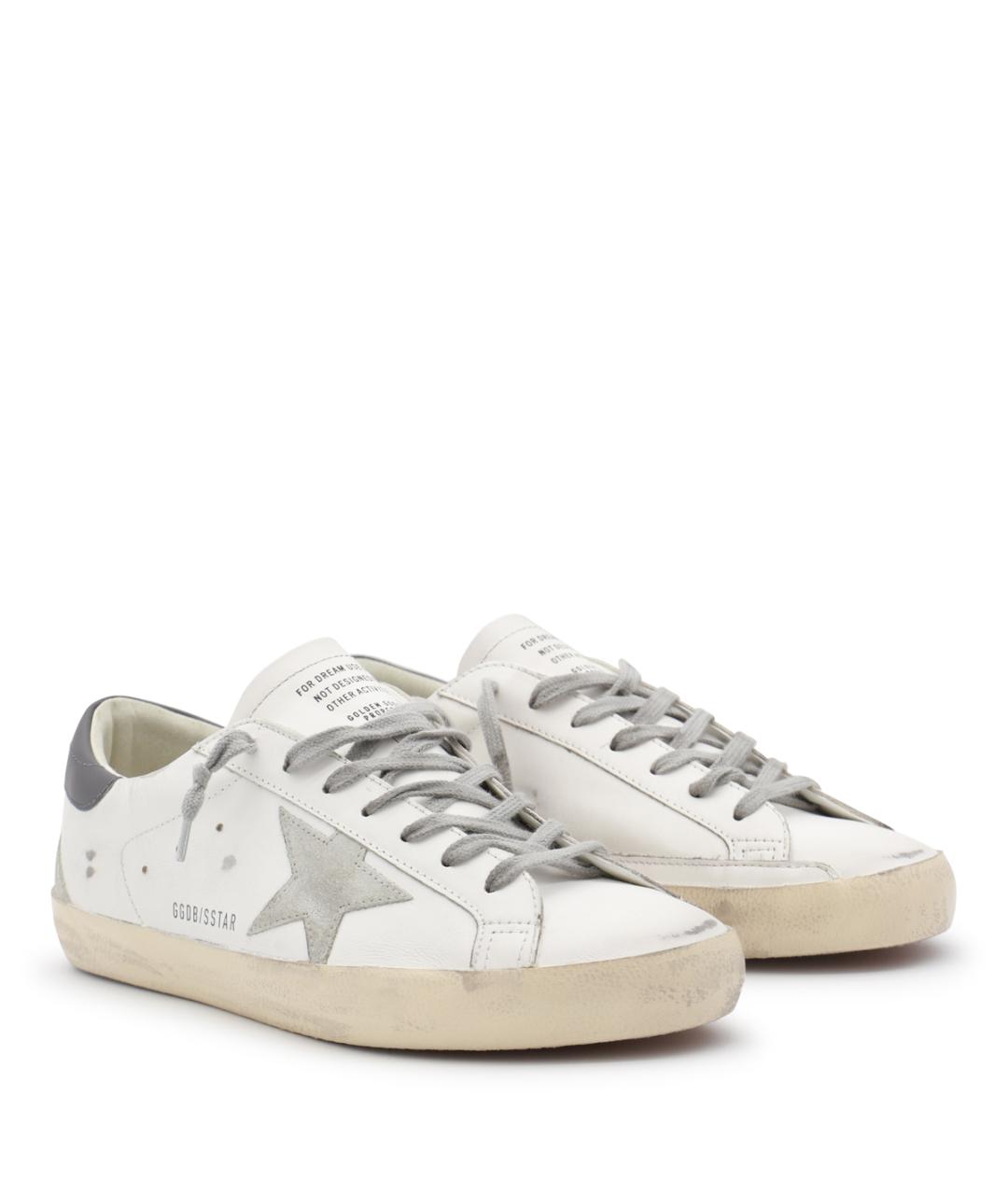 GOLDEN GOOSE Белые кожаные низкие кроссовки / кеды, фото 2
