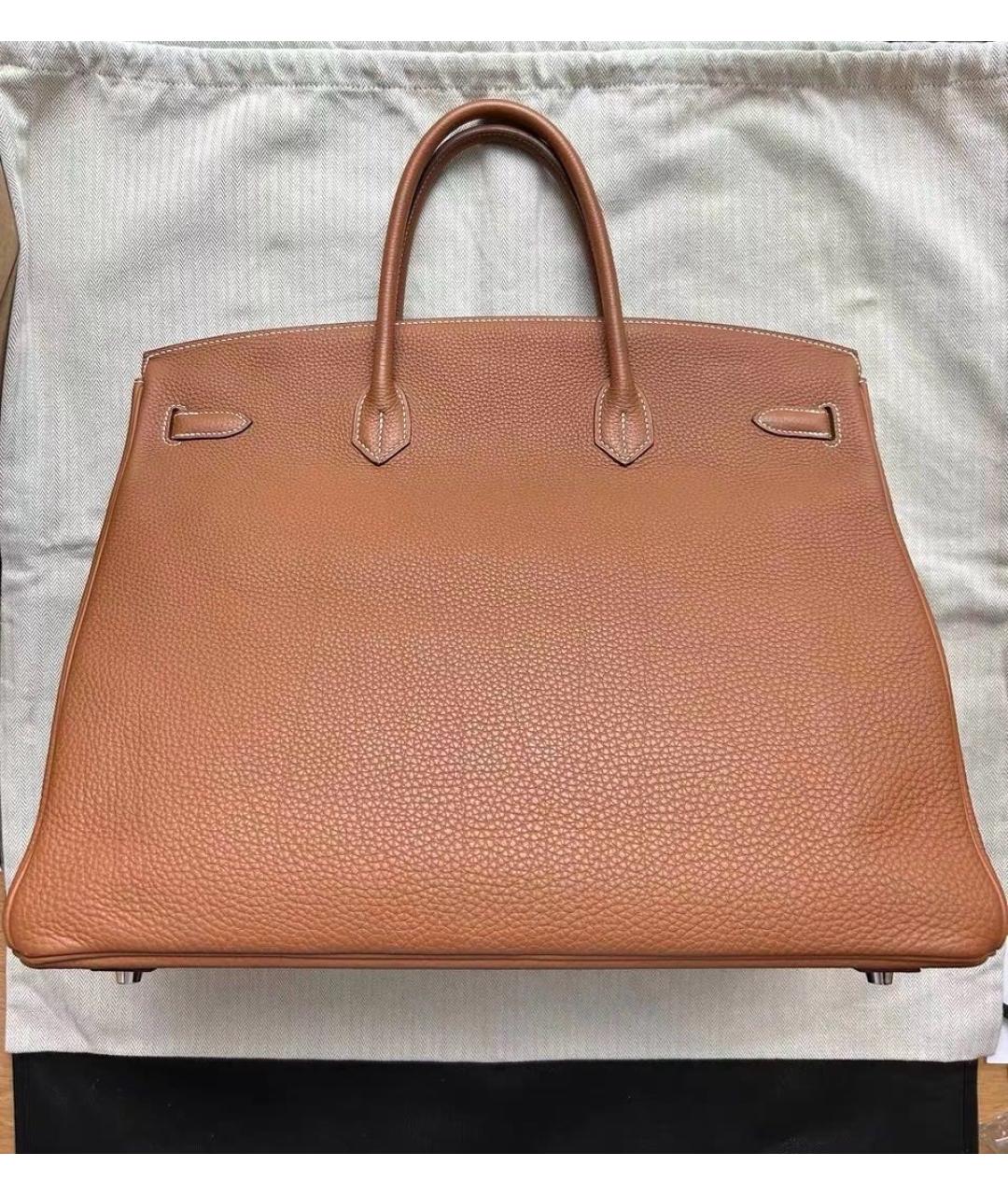 HERMES Оранжевая кожаная сумка с короткими ручками, фото 2