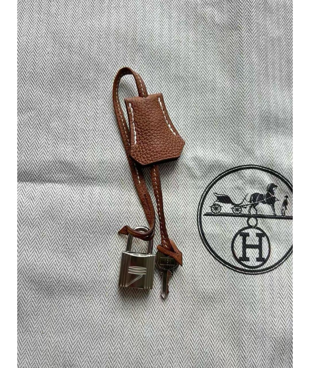 HERMES Оранжевая кожаная сумка с короткими ручками, фото 7