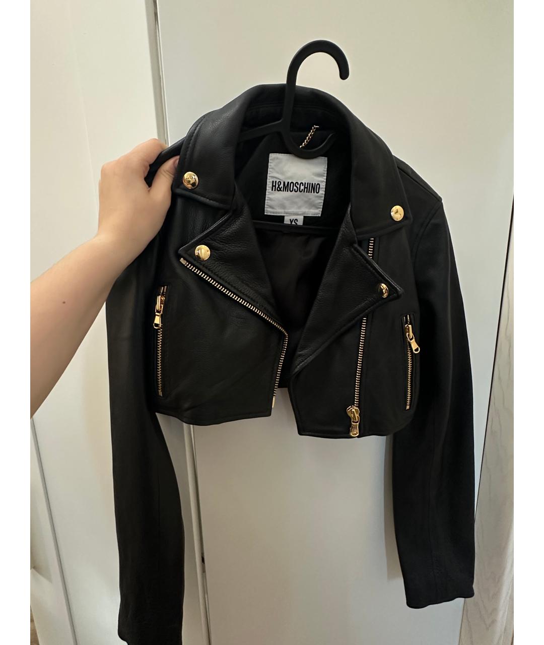 MOSCHINO Черная кожаная куртка, фото 2