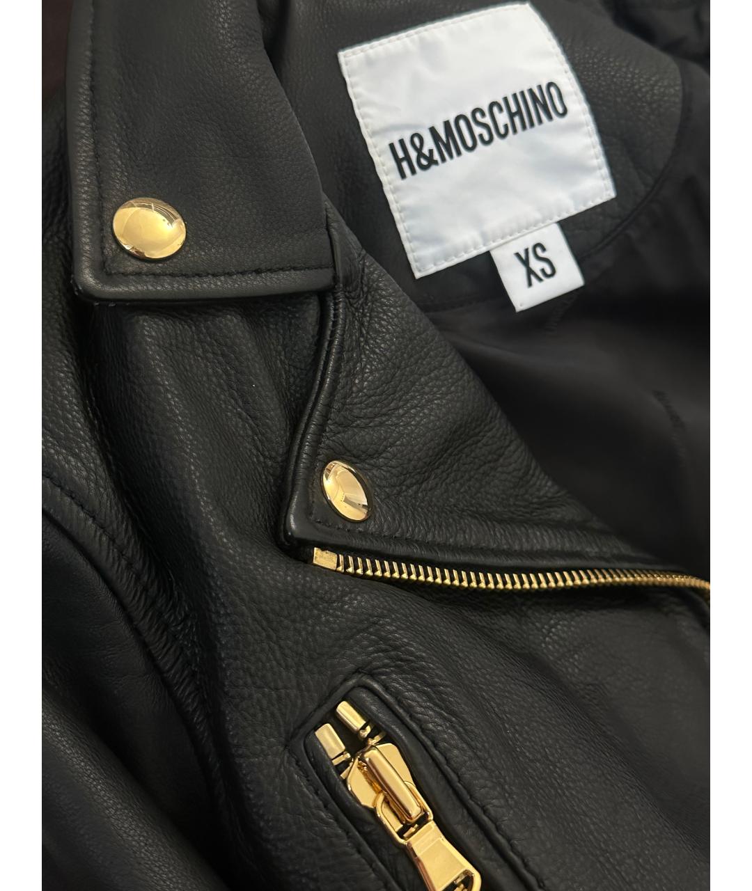 MOSCHINO Черная кожаная куртка, фото 4
