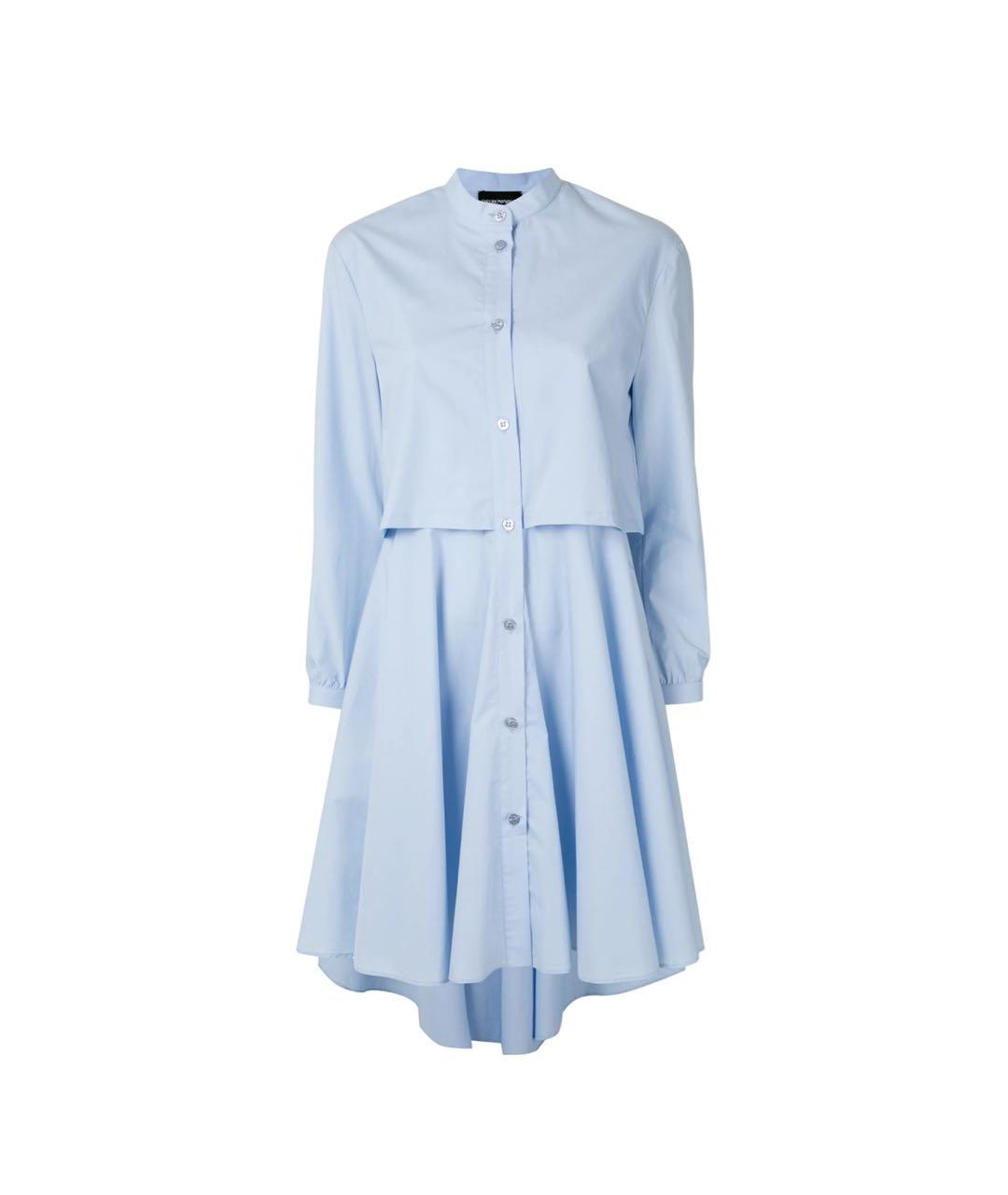 EMPORIO ARMANI Голубое хлопковое повседневное платье, фото 4