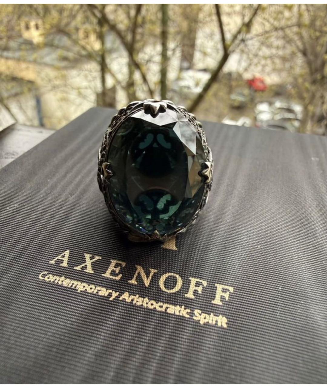 AXENOFF Зеленое серебряное кольцо, фото 8