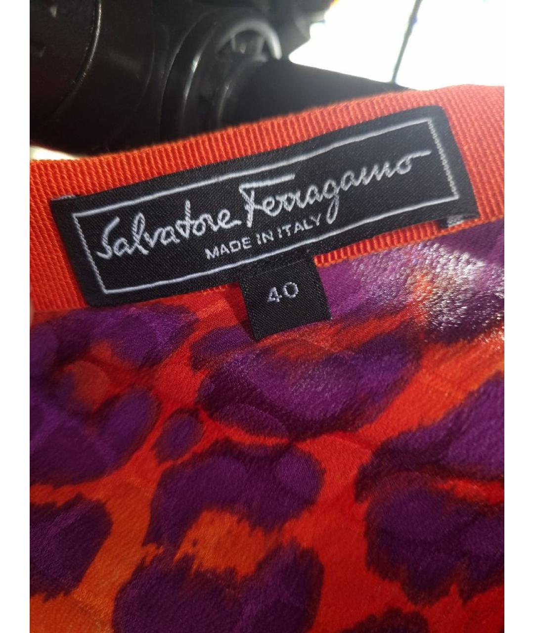 FERRAGAMO Мульти шелковое коктейльное платье, фото 9