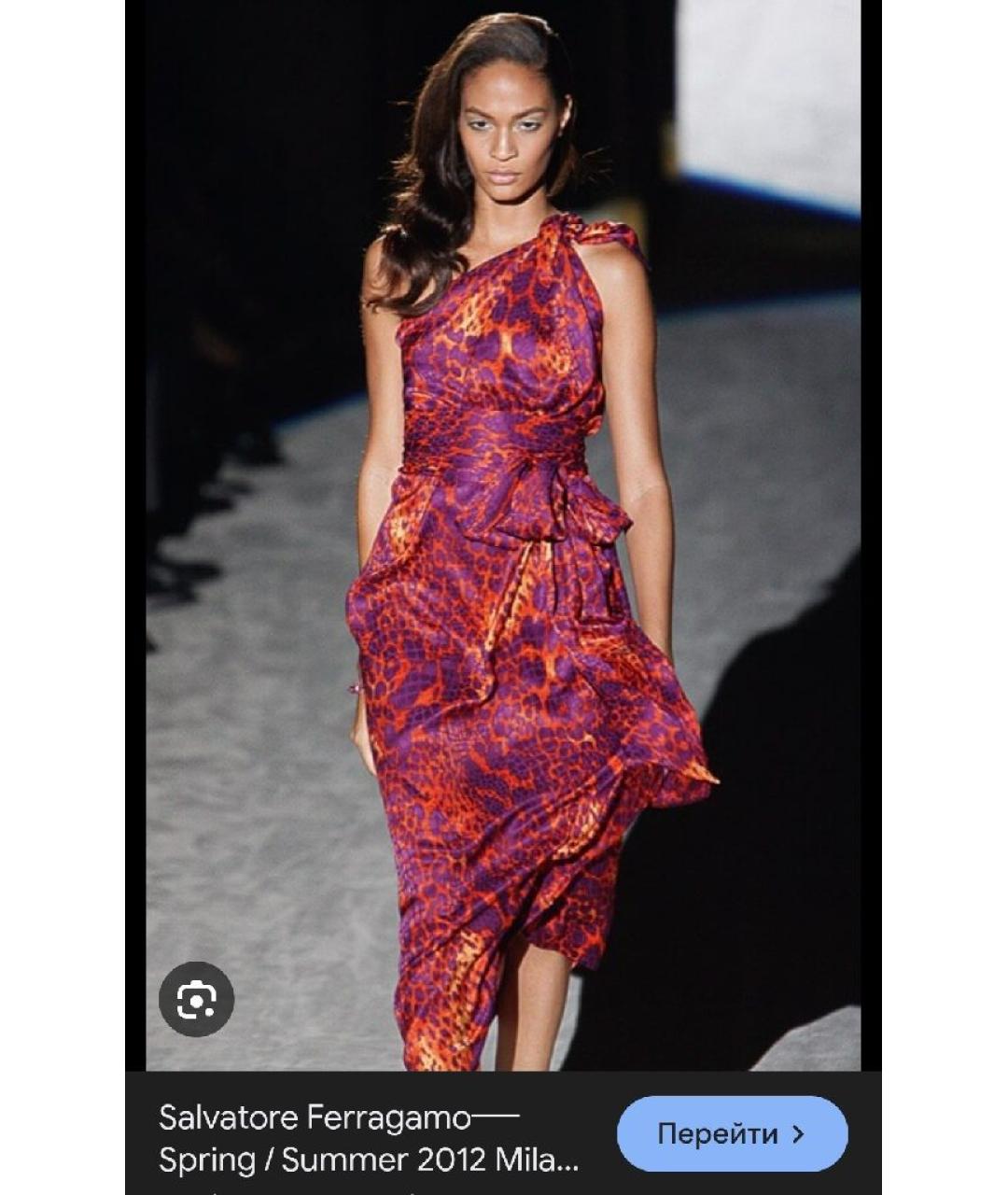 FERRAGAMO Мульти шелковое коктейльное платье, фото 6