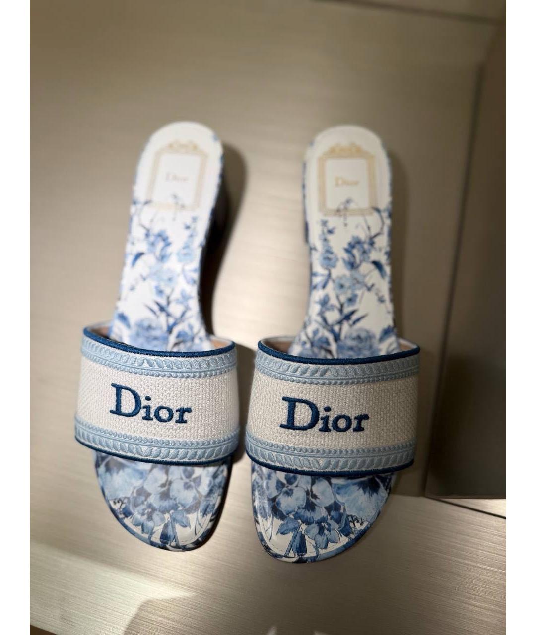 CHRISTIAN DIOR Голубые текстильные шлепанцы, фото 2