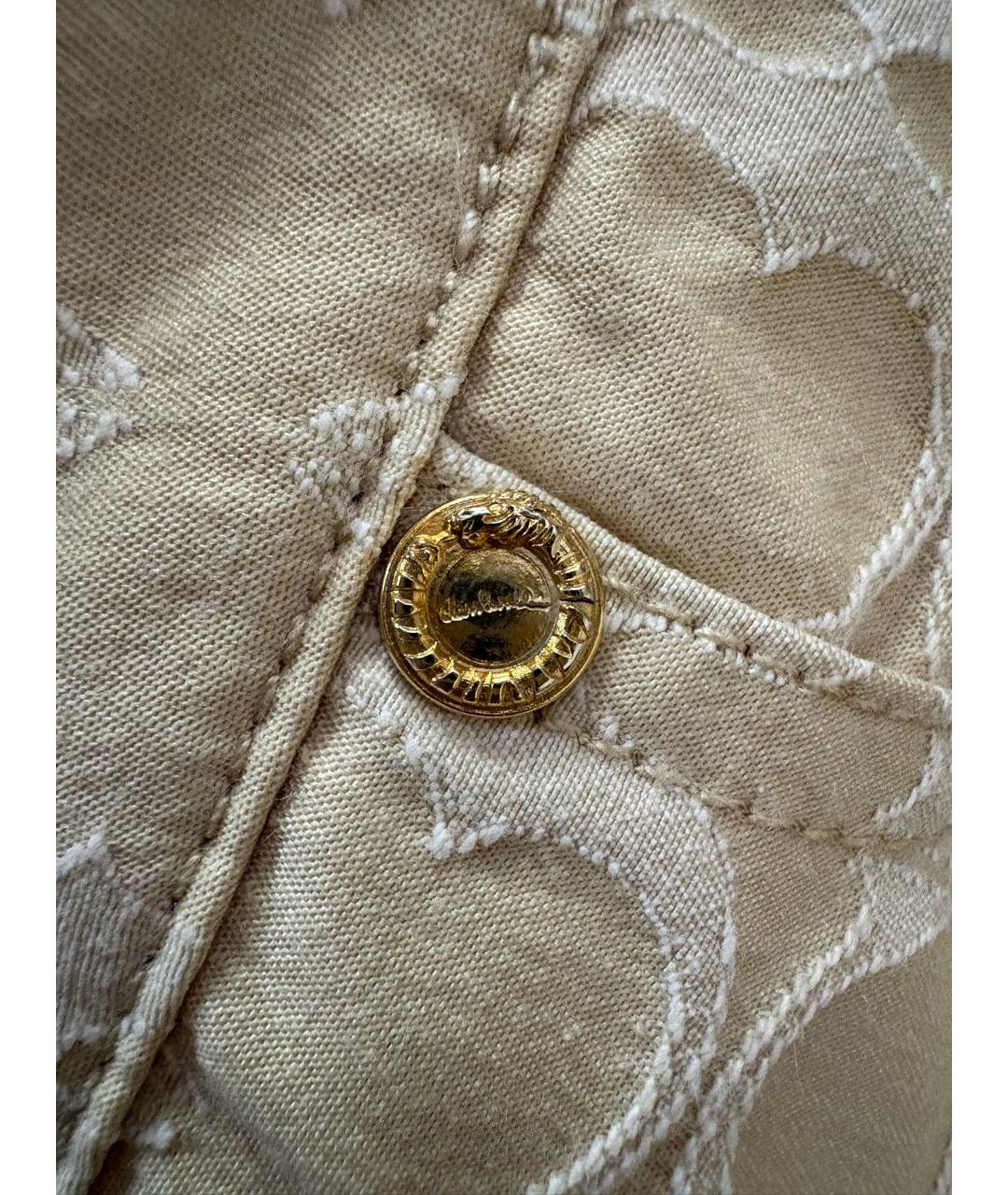 ROBERTO CAVALLI Бежевые хлопковые брюки узкие, фото 7