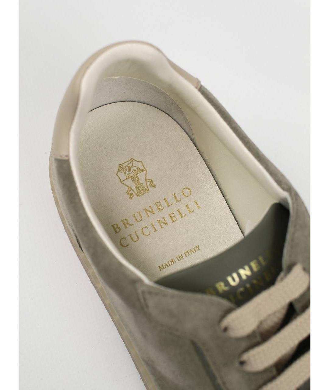 BRUNELLO CUCINELLI Бежевые замшевые низкие кроссовки / кеды, фото 3