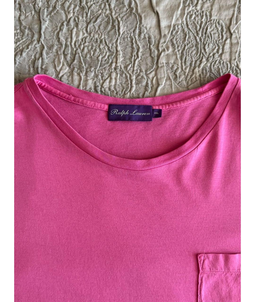 RALPH LAUREN Розовая хлопковая футболка, фото 3