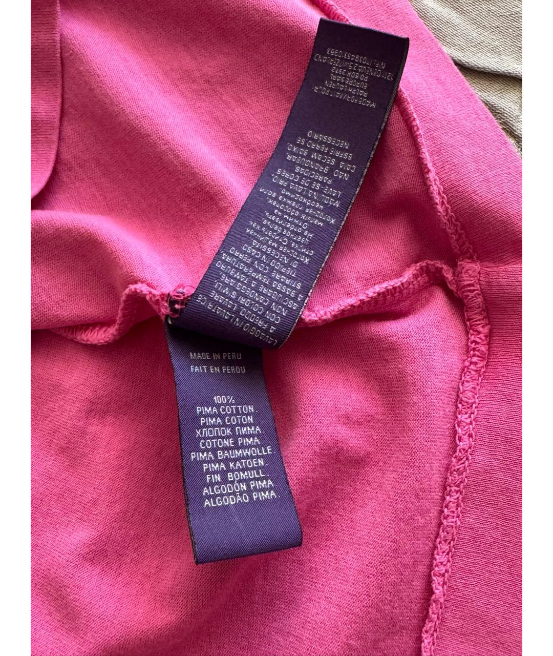 RALPH LAUREN Розовая хлопковая футболка, фото 4