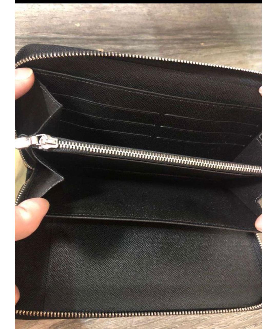 LOUIS VUITTON Черный кожаный кошелек, фото 3