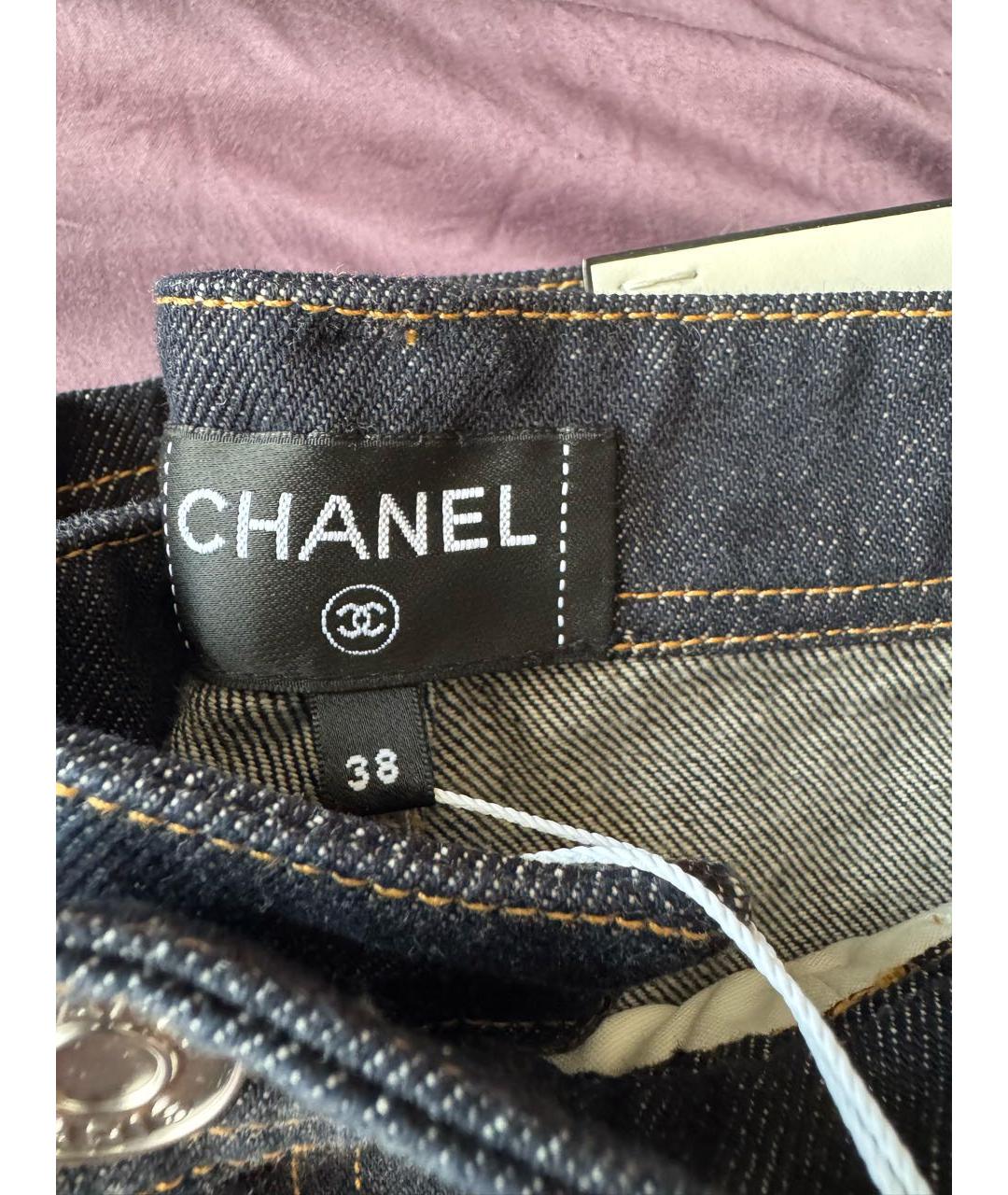 CHANEL Синие хлопковые прямые джинсы, фото 2