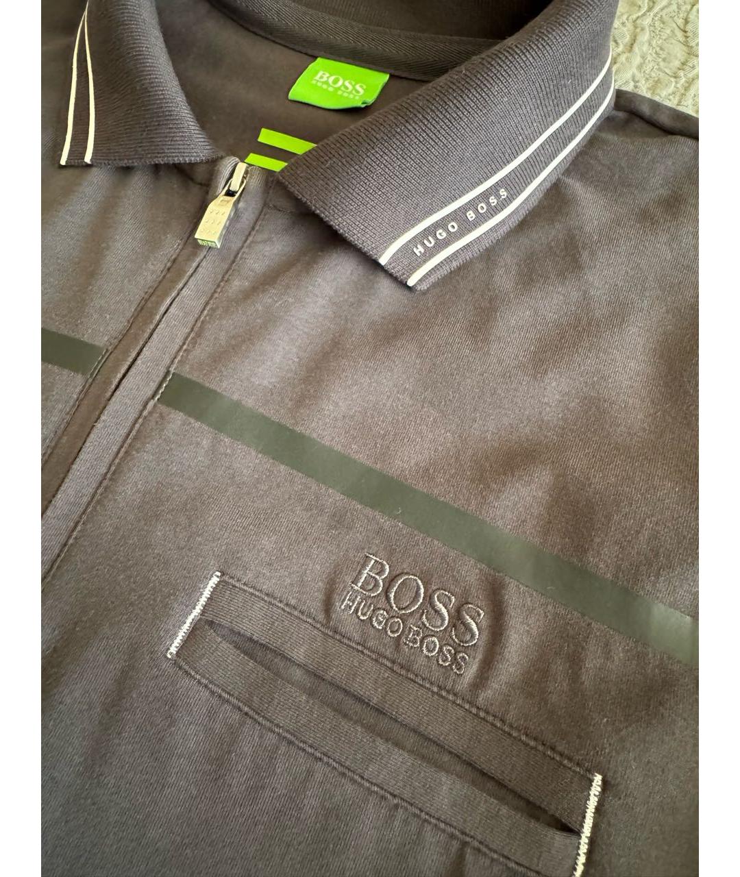 HUGO BOSS Антрацитовое хлопковое поло с длинным рукавом, фото 4