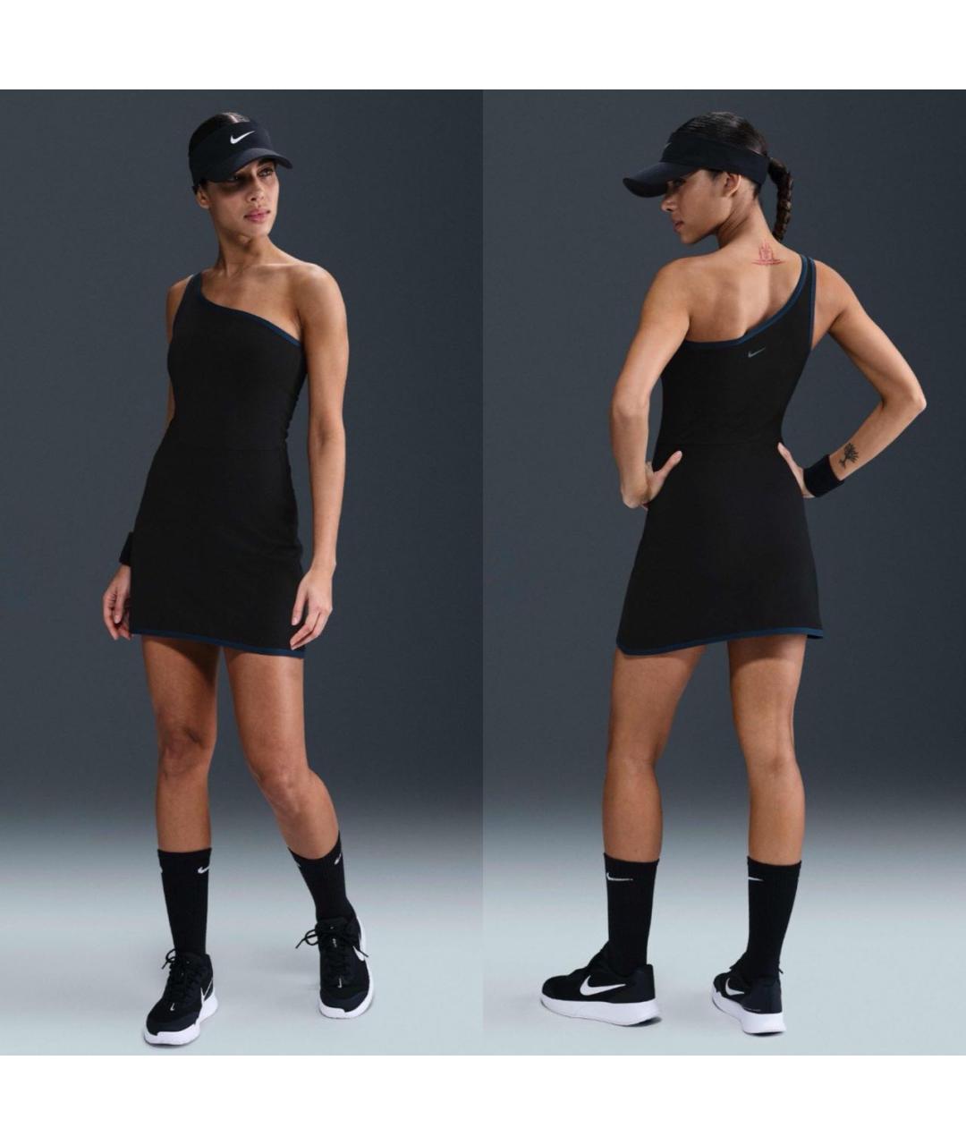 NIKE Черное полиэстеровое повседневное платье, фото 6
