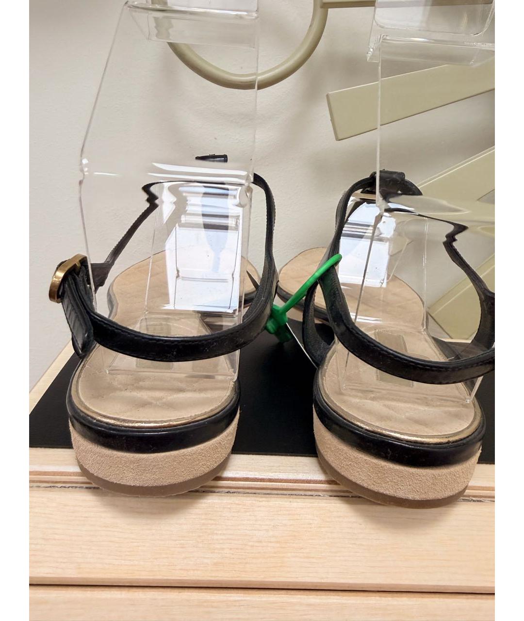 CHANEL Черные кожаные босоножки, фото 5