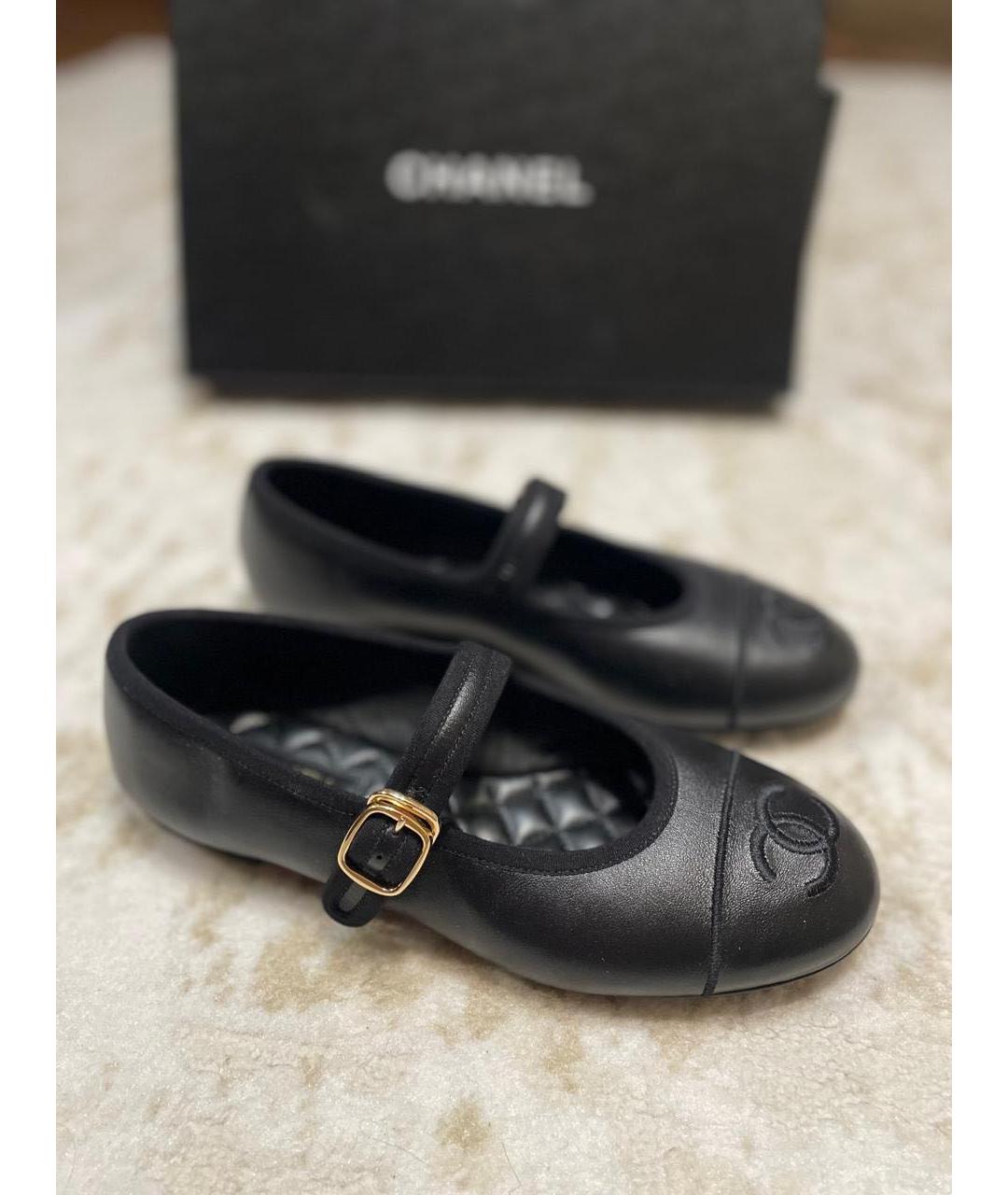 CHANEL Черные кожаные балетки, фото 9