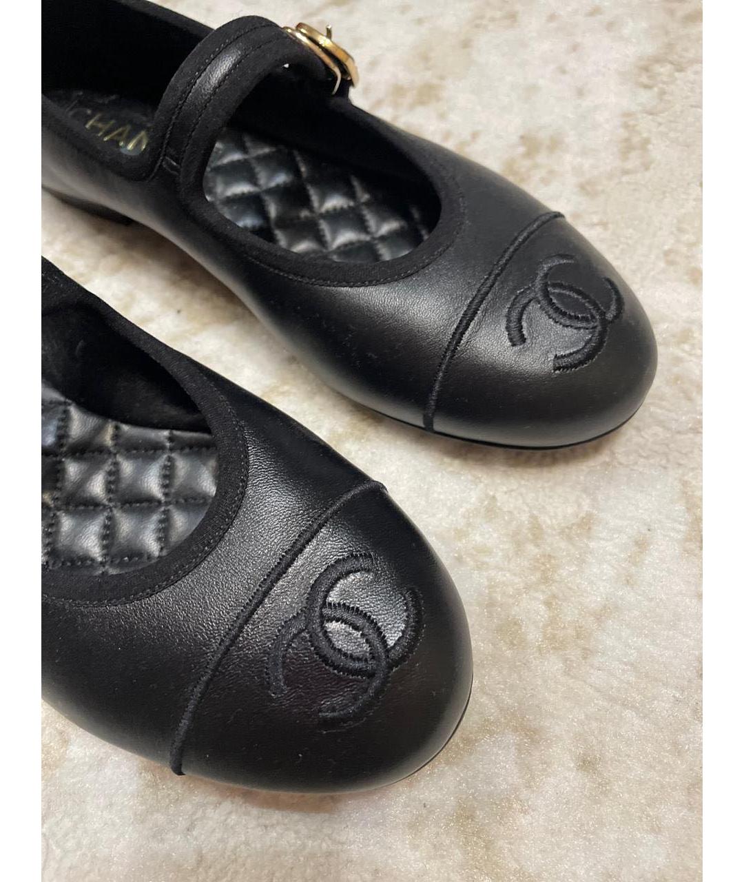 CHANEL Черные кожаные балетки, фото 8