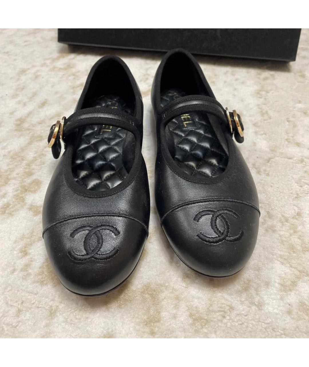 CHANEL Черные кожаные балетки, фото 2