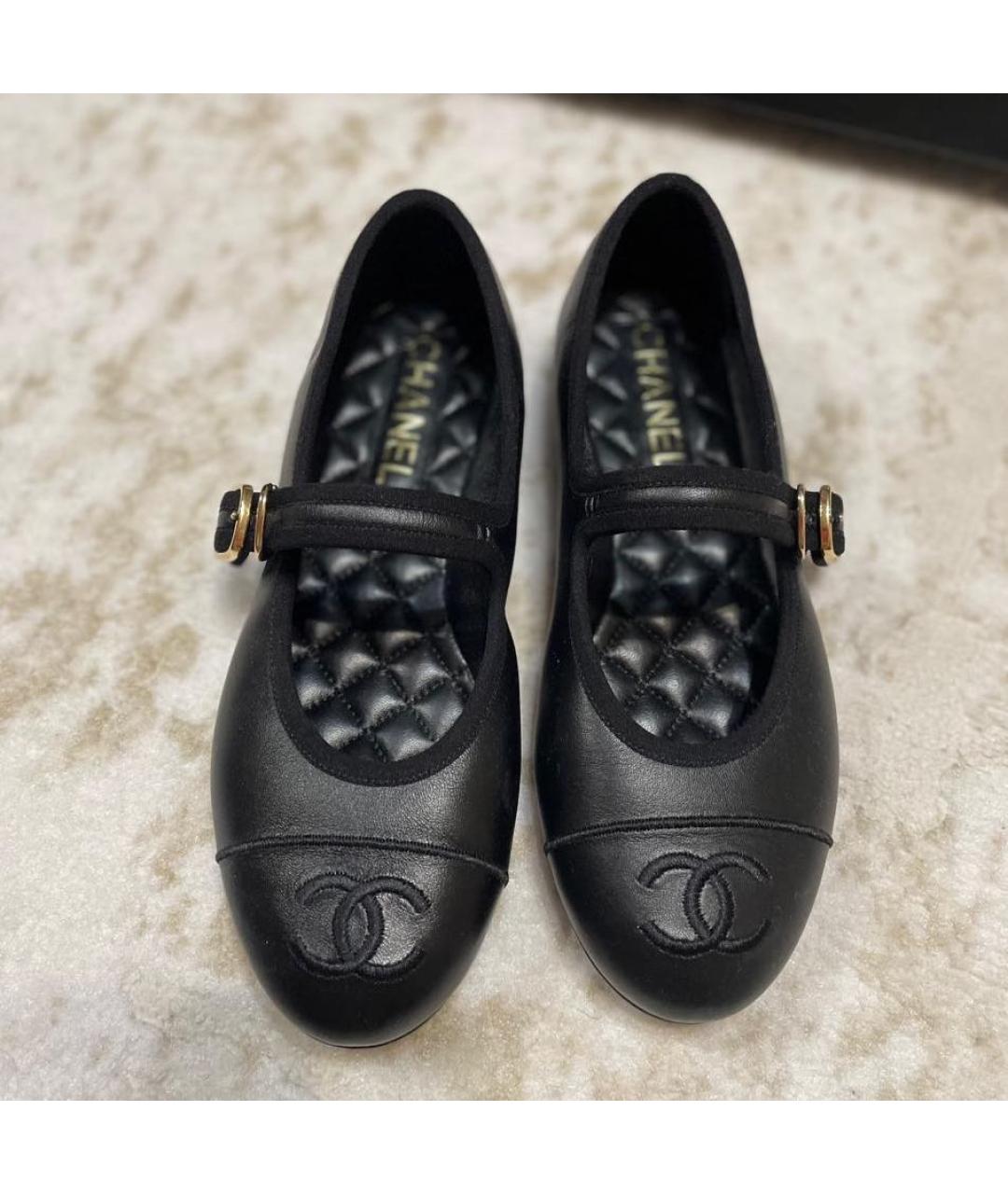 CHANEL Черные кожаные балетки, фото 3