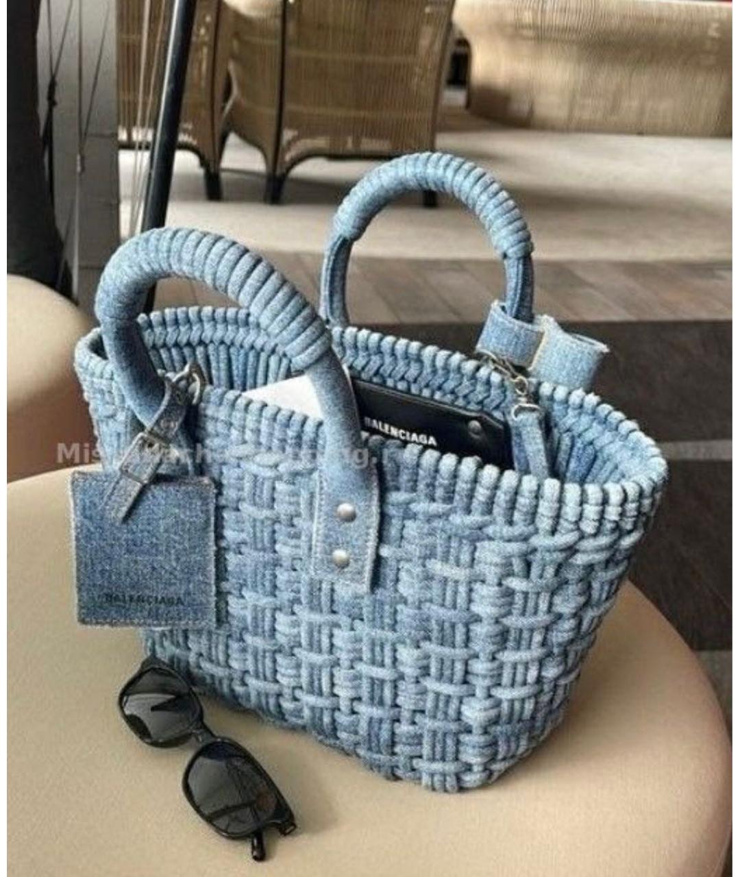 BALENCIAGA Синяя деним сумка тоут, фото 3