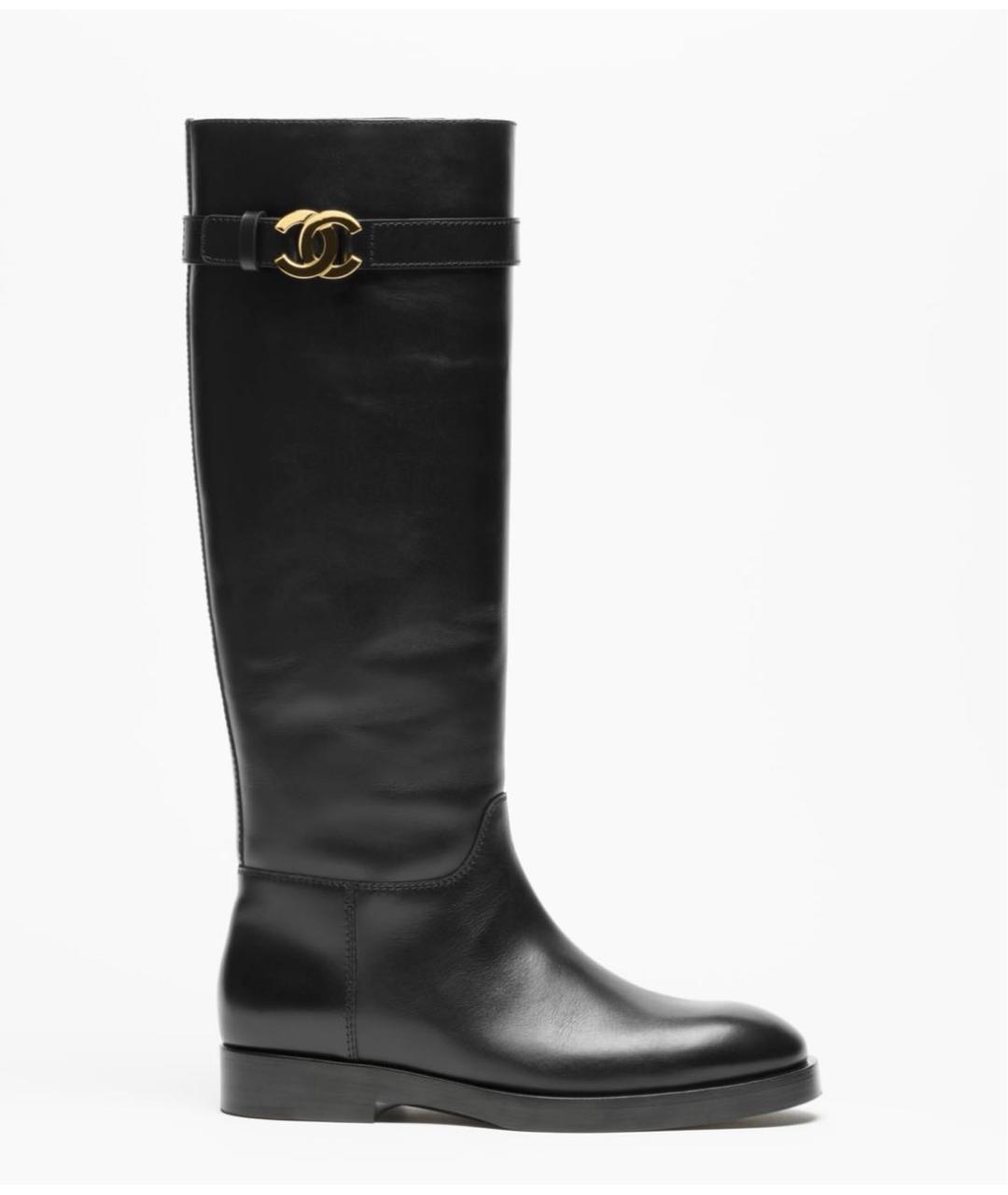 CHANEL Черные кожаные сапоги, фото 6