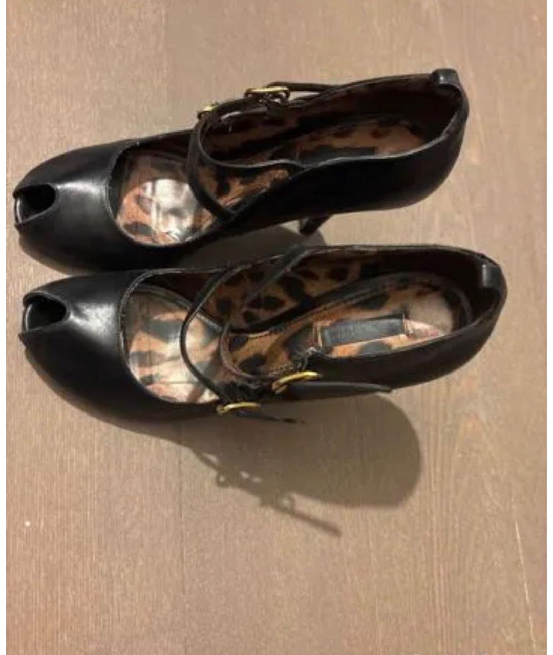 DOLCE&GABBANA Черные кожаные туфли, фото 2