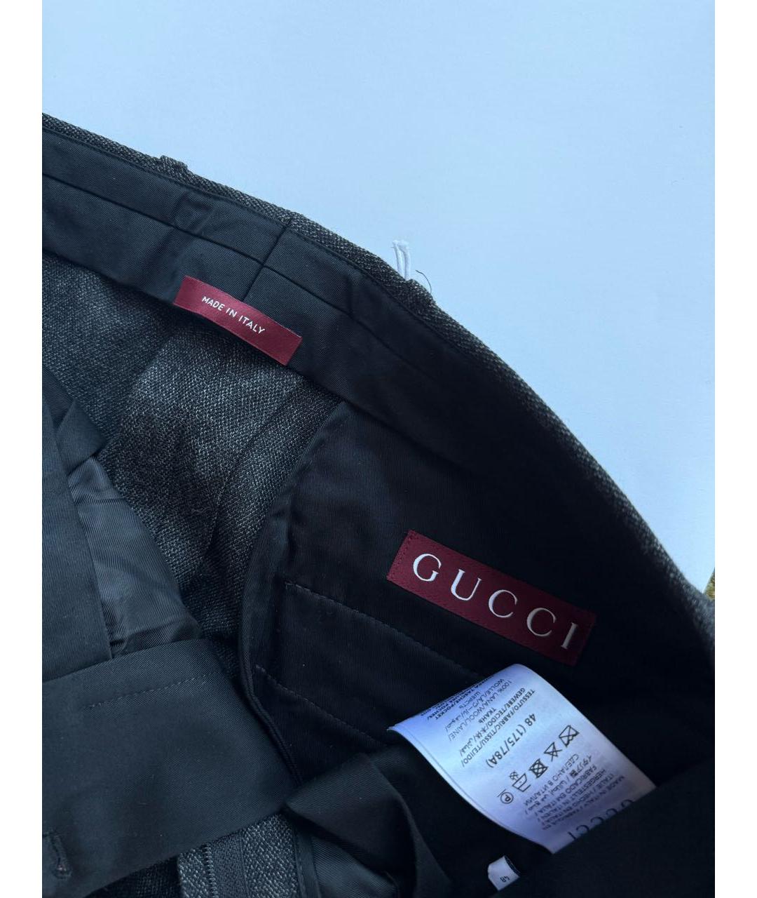 GUCCI Серые шерстяные классические брюки, фото 3
