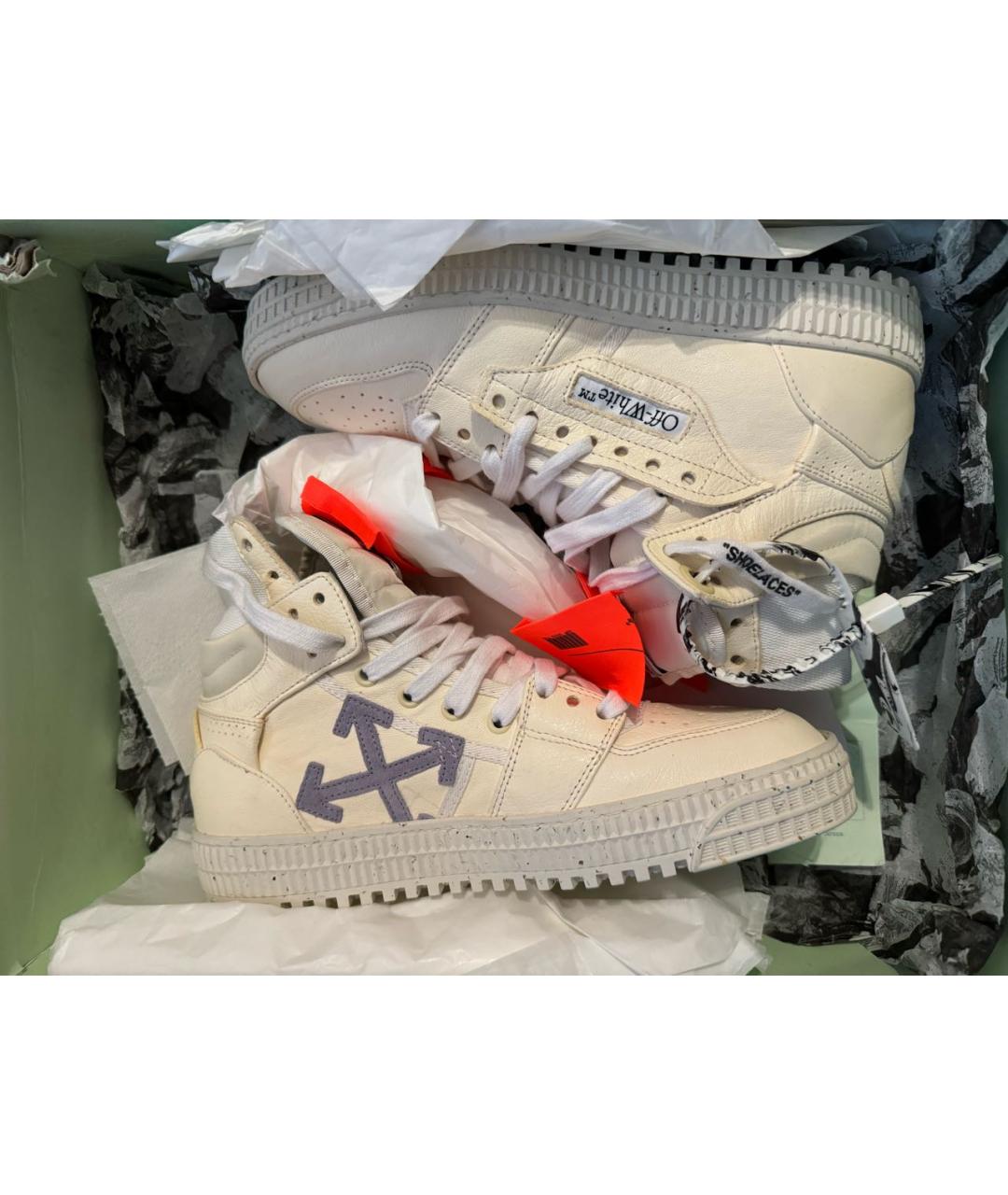 OFF-WHITE Белые кожаные кроссовки, фото 4