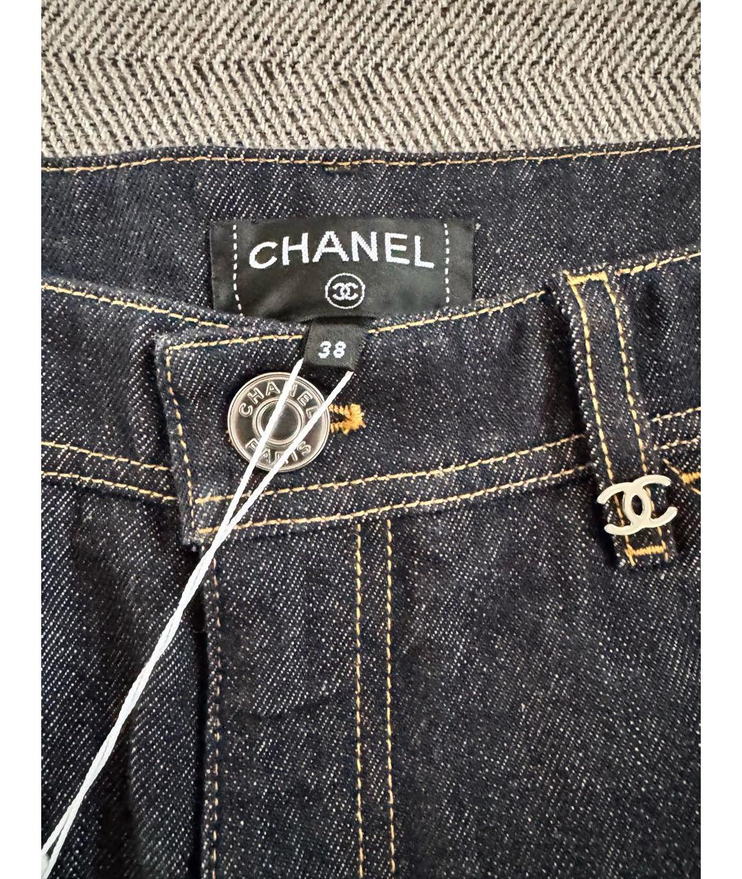 CHANEL Темно-синие хлопковые прямые джинсы, фото 3