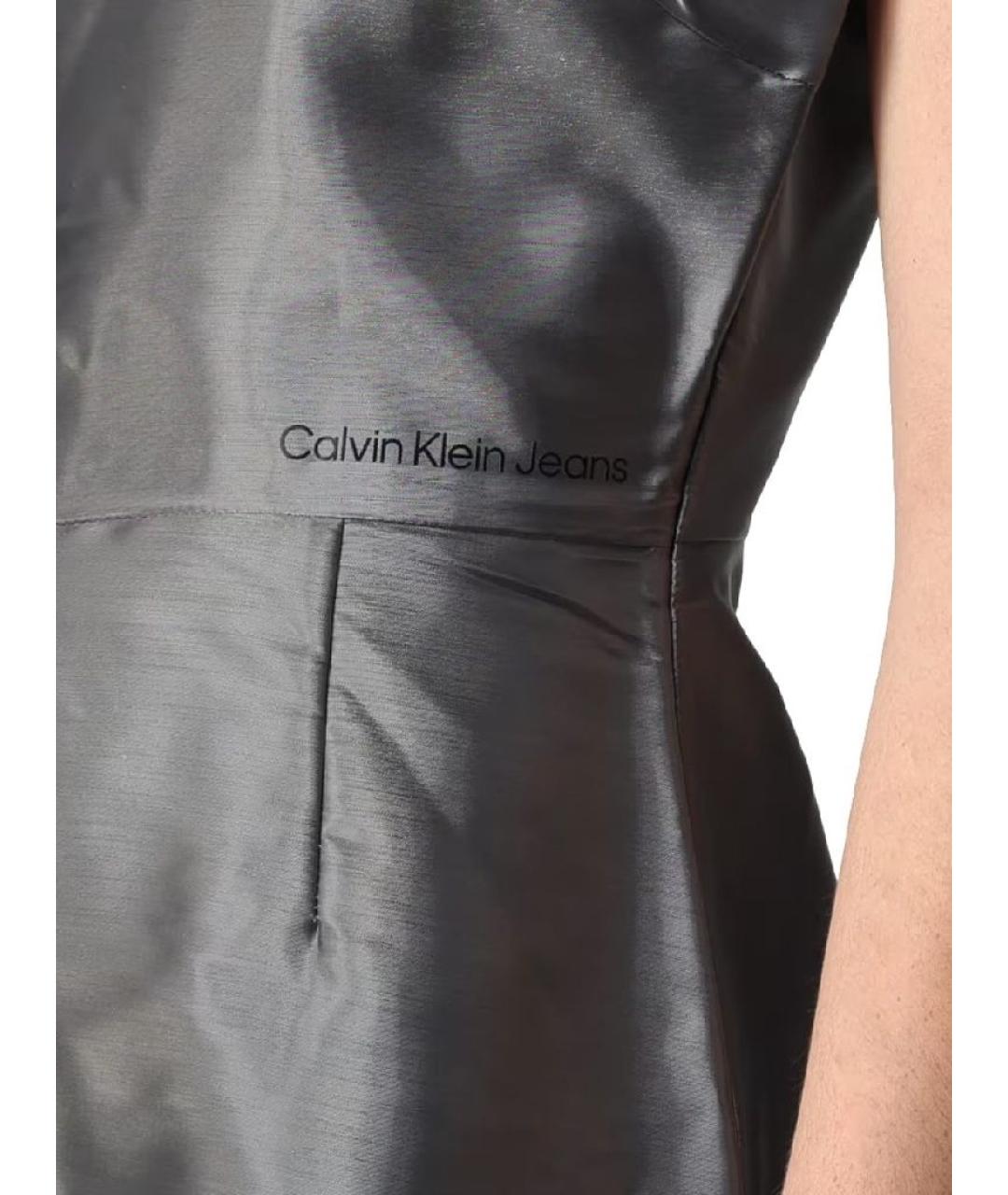 CALVIN KLEIN Серебряное полиамидовое коктейльное платье, фото 3
