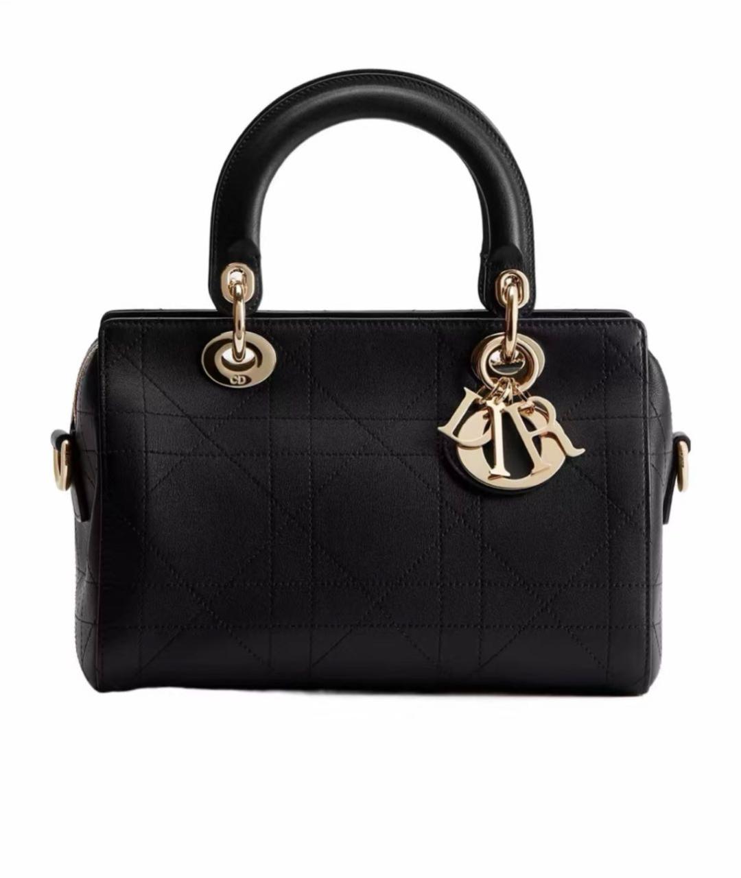CHRISTIAN DIOR Черная кожаная сумка с короткими ручками, фото 5