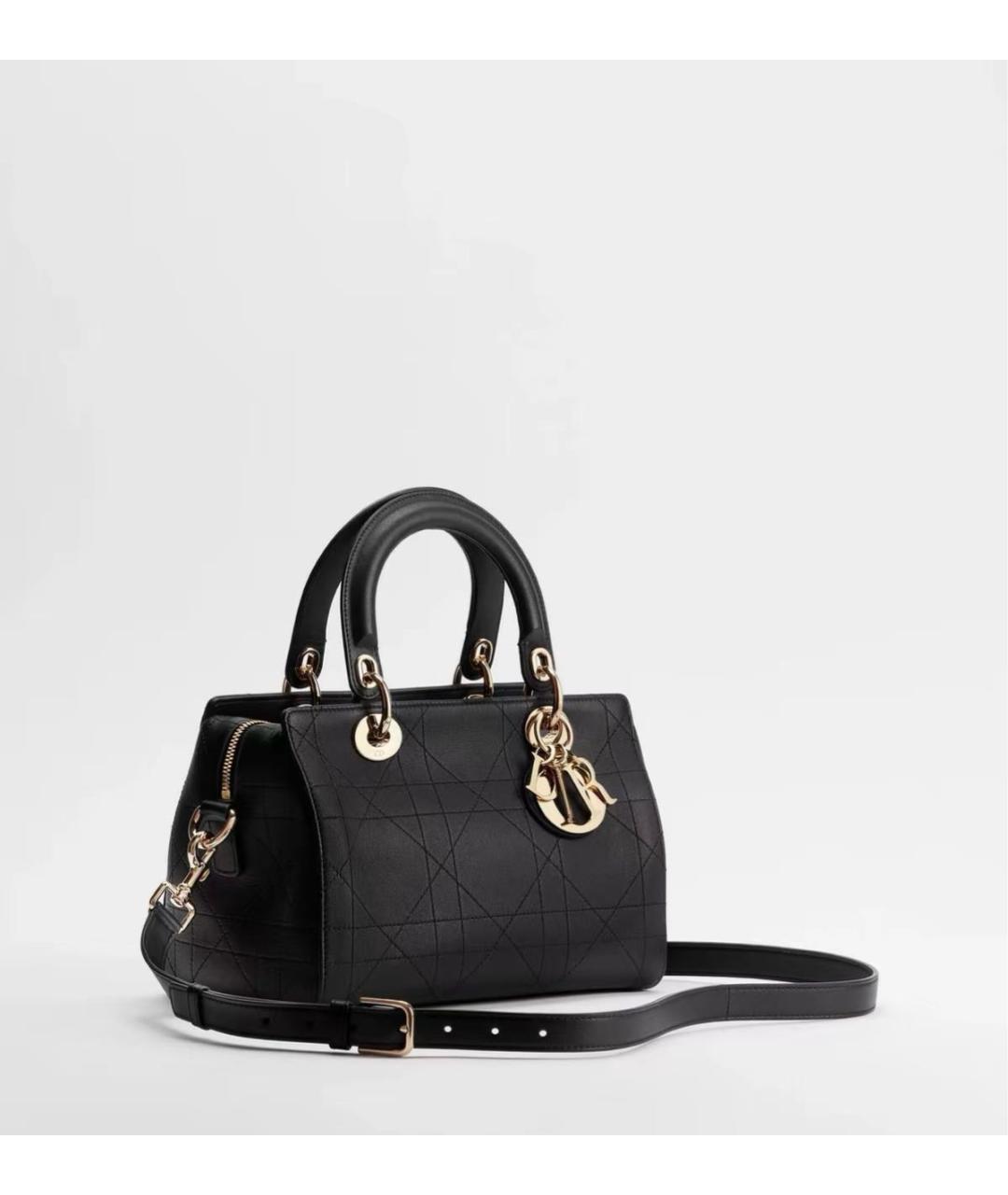 CHRISTIAN DIOR Черная кожаная сумка с короткими ручками, фото 3
